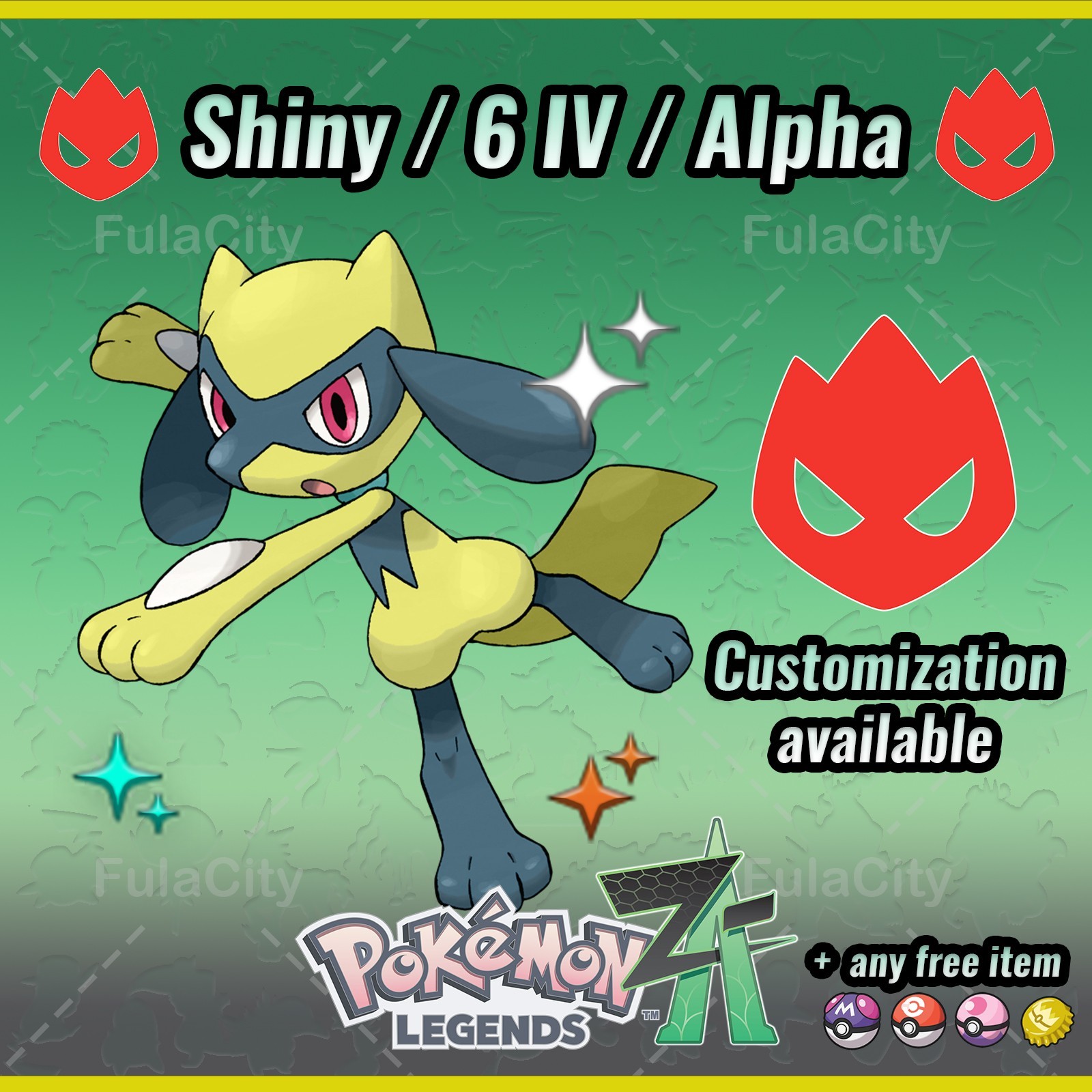 Riolu 🔥 Alpha Shiny (Shalpha) 🔥 Pokemon Legends ZA ⚫ 6 IV 🟢 @ Any item
