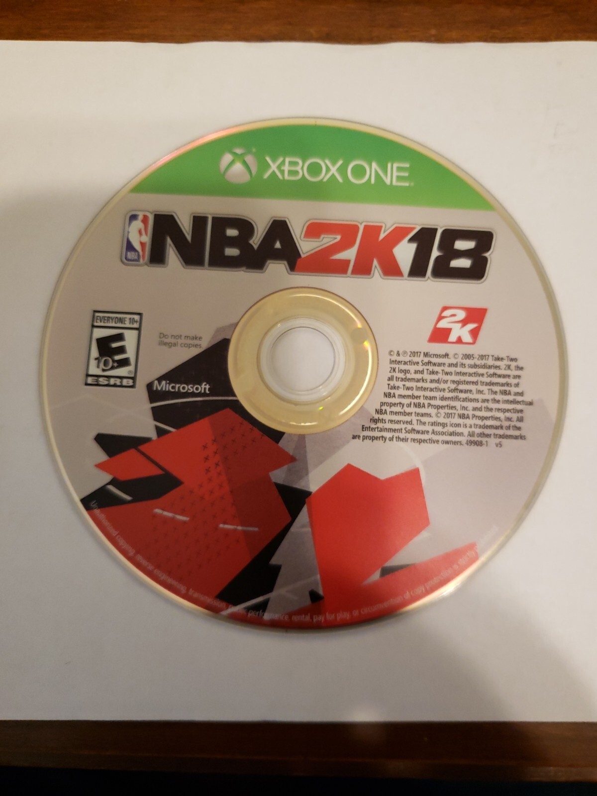 NBA 2K18 (Microsoft Xbox One, 2017) DISC ONLY, NO USPS TRACKING