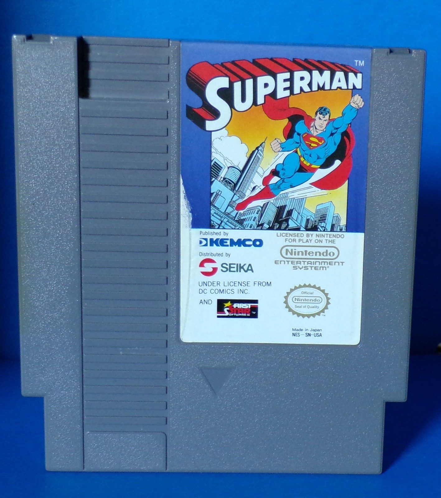 Superman Nintendo Entertainment 1988 NES DC Comics Kemco Box, Cart & Dust Cover
