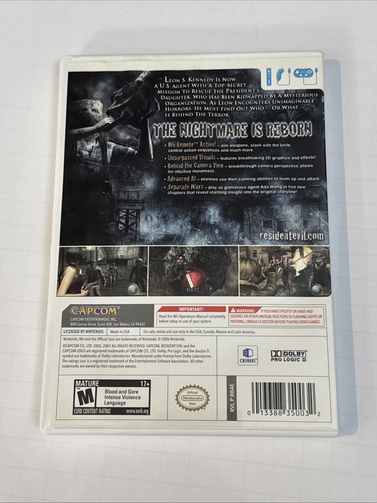 Resident Evil 4 — Wii Edition (Nintendo Wii, 2007) Game, Case & Manual