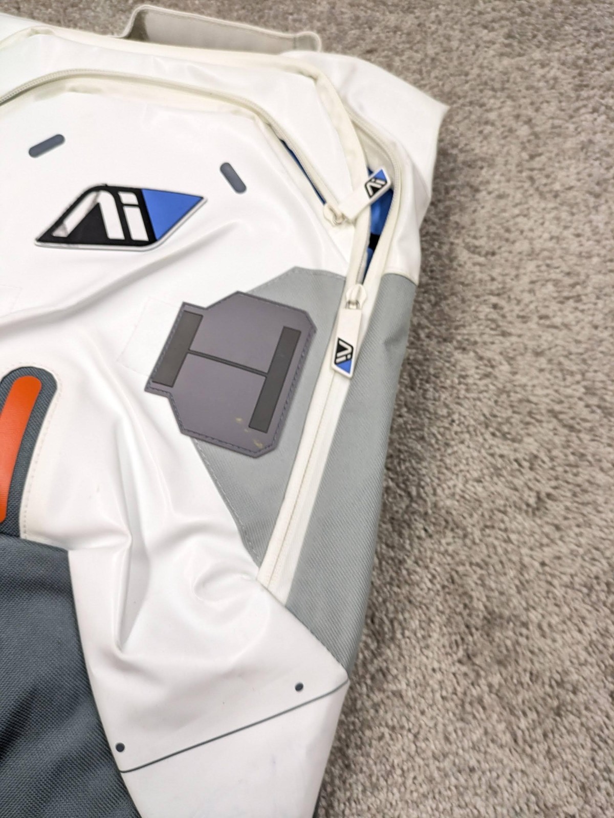 Mass Effect Andromeda Initiative Padded Backpack One Size White Gray Blue Orange