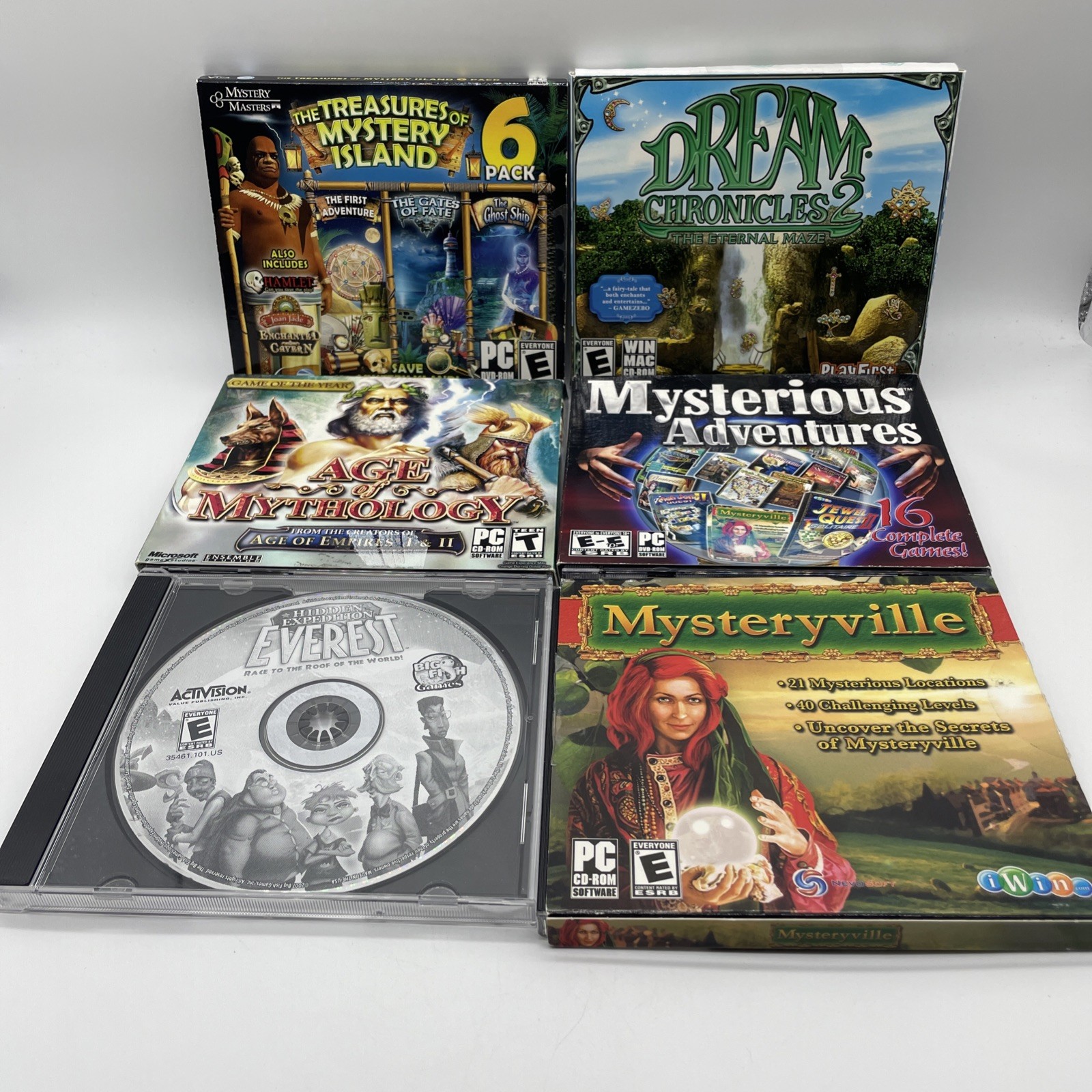 Lot of 6 PC-CD ROM Games 4 Mystery games, Mythology, & Dream Chronicles 2