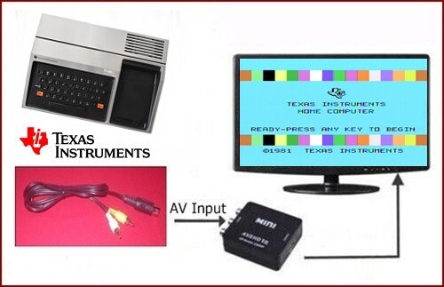 6Ft RCA AV Cable & TV Converter Adapter For Texas Instruments TI-99/4A Computer