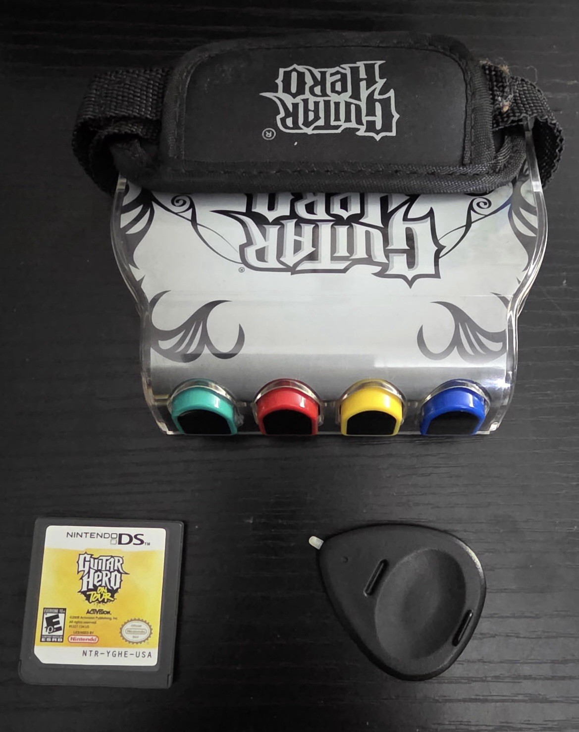 Nintendo DS Lite Bundle w/ Charger, Stylus, DS & GBA Games, Guitar Hero Grip