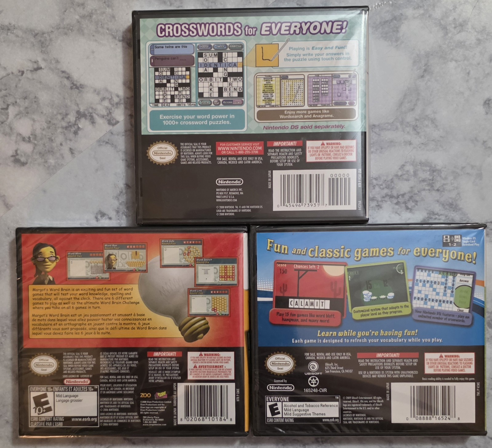 Crosswords DS, Word Games, & Word Brain Lot (Nintendo DS, 2008) Brand New Sealed