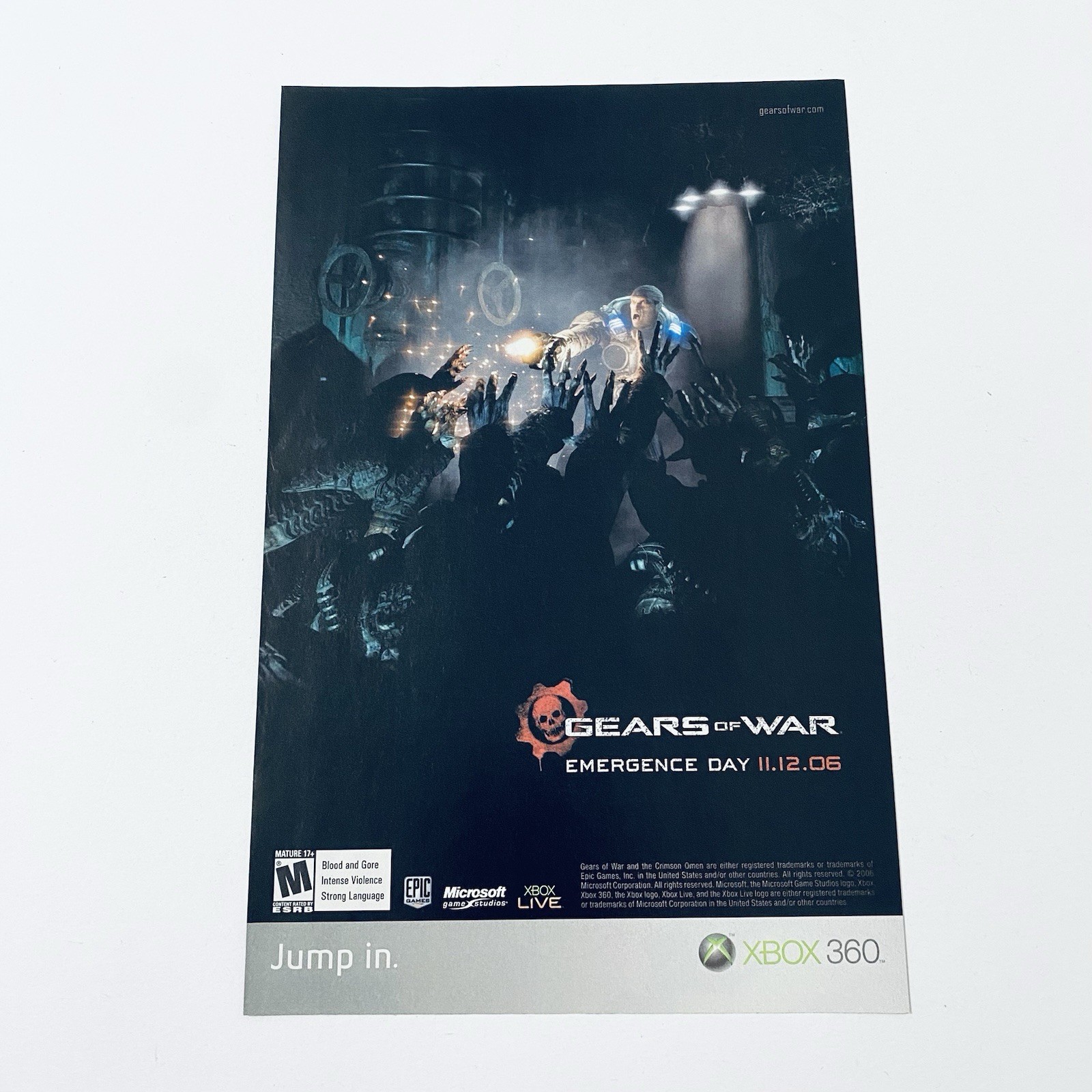 Gears of War Xbox 360 Game Promo Poster Rare Original 2000s Print Ad
