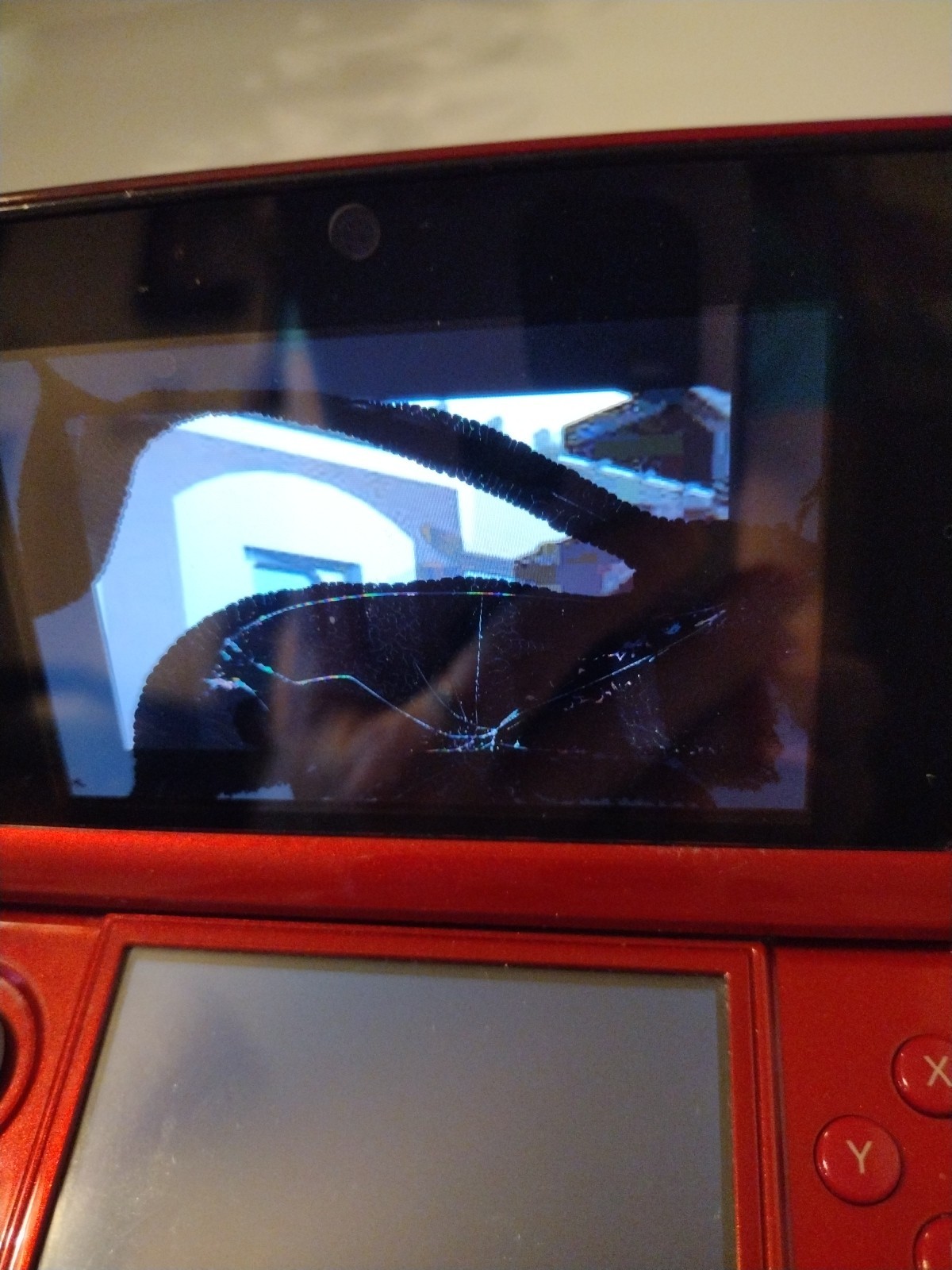 Nintendo 3DS Handheld System – Flame Red-needs outer screen repair ( DIY Utube)