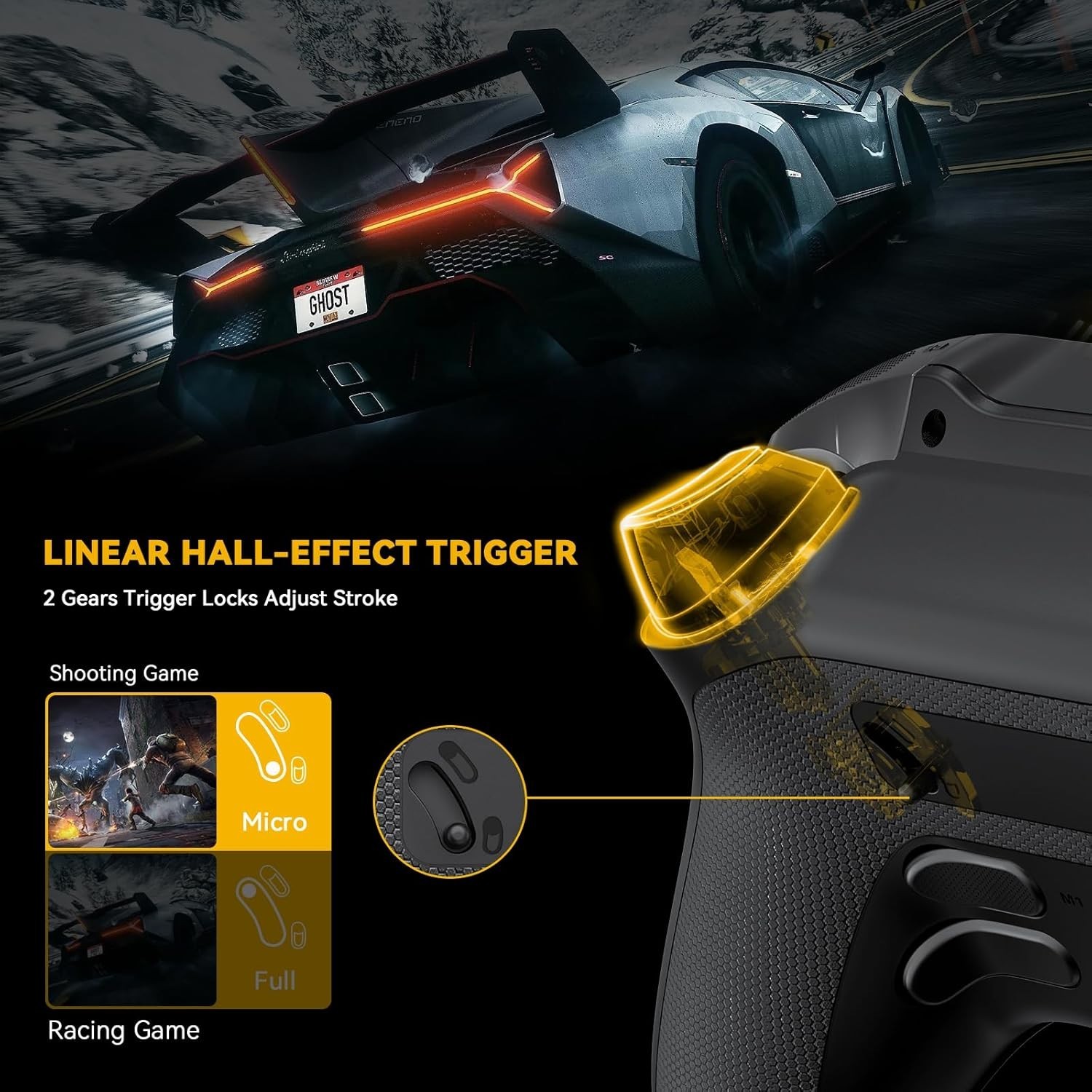 Wireless Gaming Controller Hall Effect for PC Switch Switch 2 iOS Android RGB