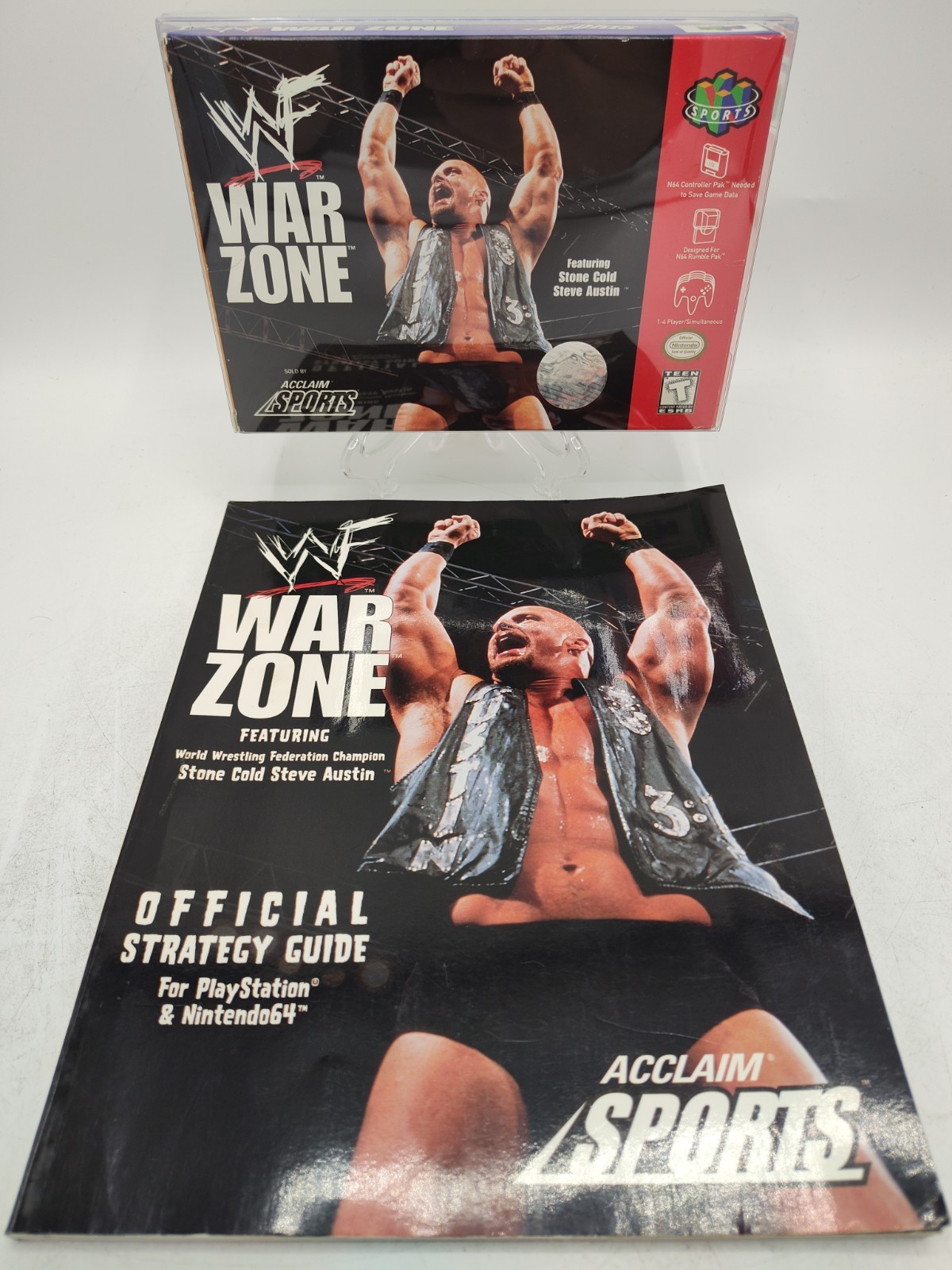 WWF War Zone (N64, 1998) *CIB + Case Protector + Strategy Guide* VINTAGE Tested!