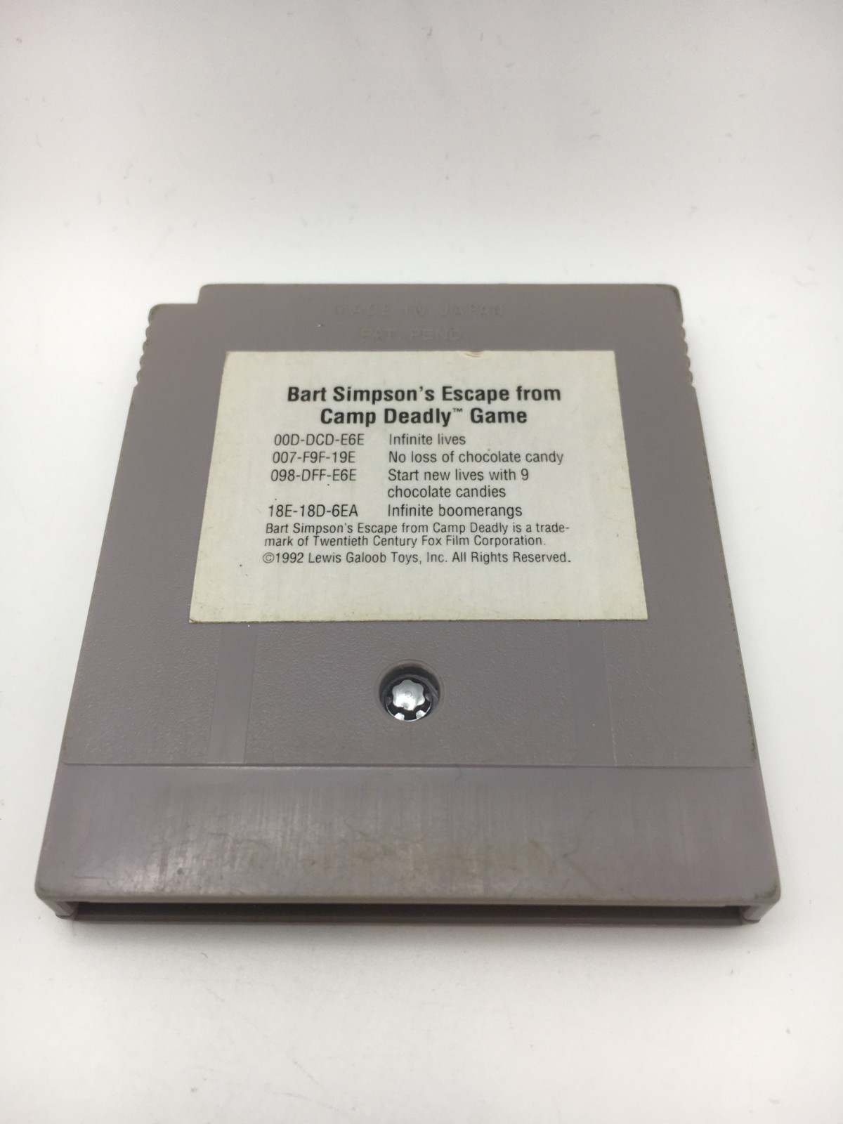 Game Boy 1991 – Bart Simpson’s Escape From Camp Deadly w/ Manual (Works)