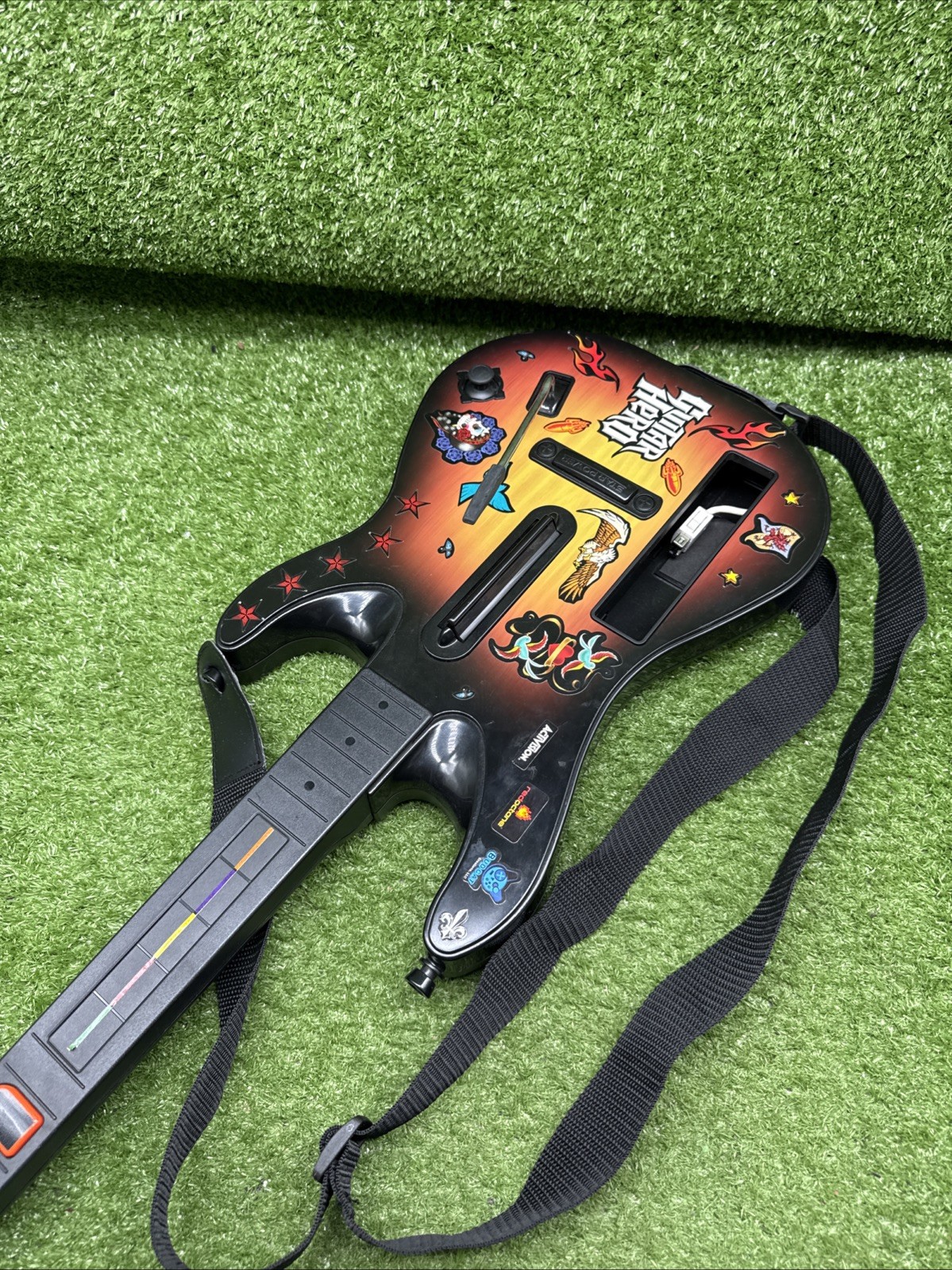 TESTED Nintendo Wii Guitar Hero Wireless Sunburst Guitar 95455.805 w/ Back Cover