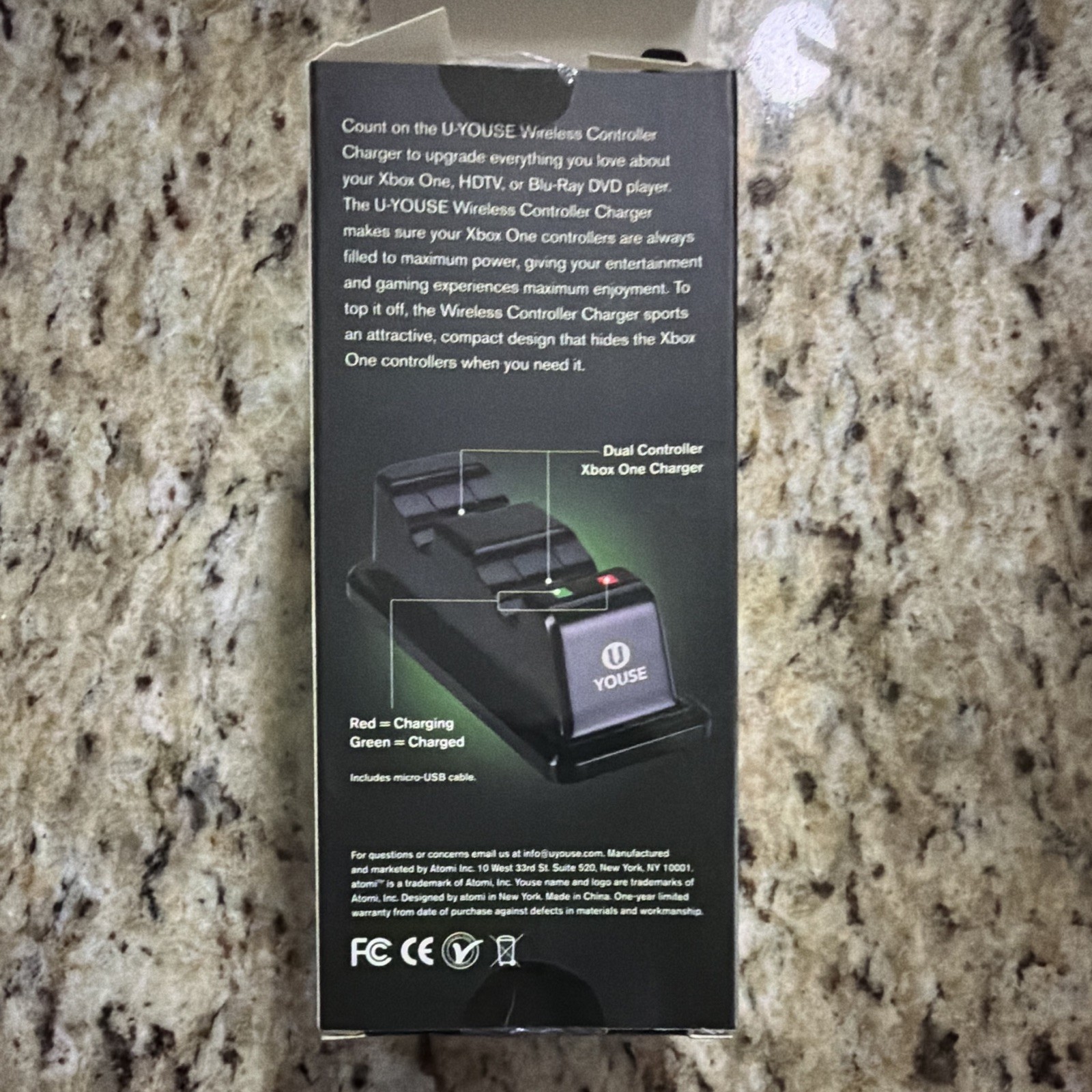 Youse Dual Charging Dock for Xbox One Controllers w/ 3ft Micro USB, LED
