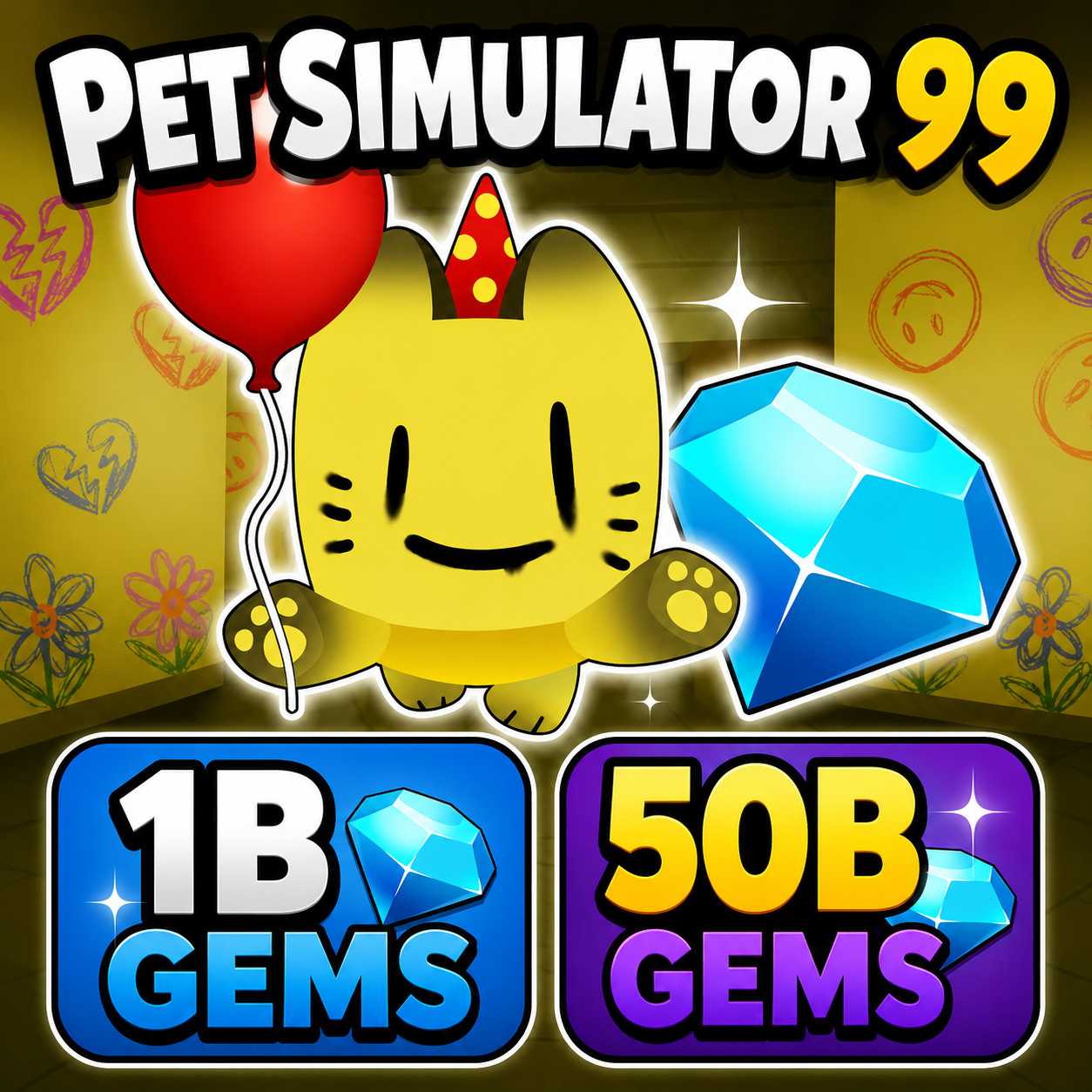 1B – 50B Gems Pet Simulator 99 | PS99 | Pet Sim 99 | PS99 Diamonds