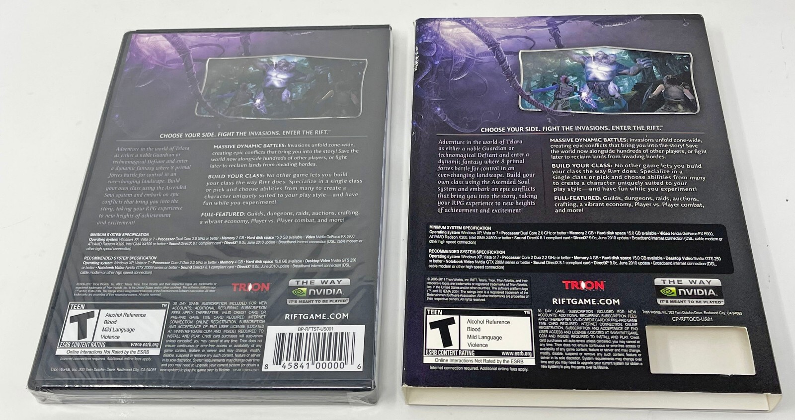 Rift Windows PC DVD-ROM Software Game 2011 XP Vista Win7 Compatible New Sealed