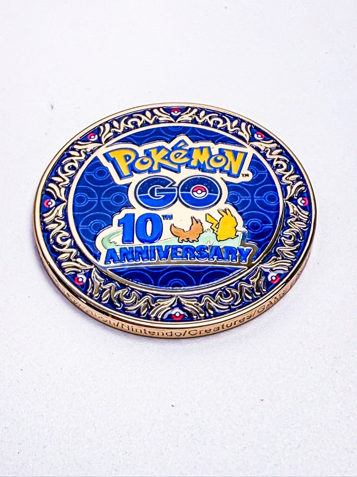 Pokémon Go 10th Anniversary Challenge Coin Chicago Go Fest w/ Pikachu & Eevee