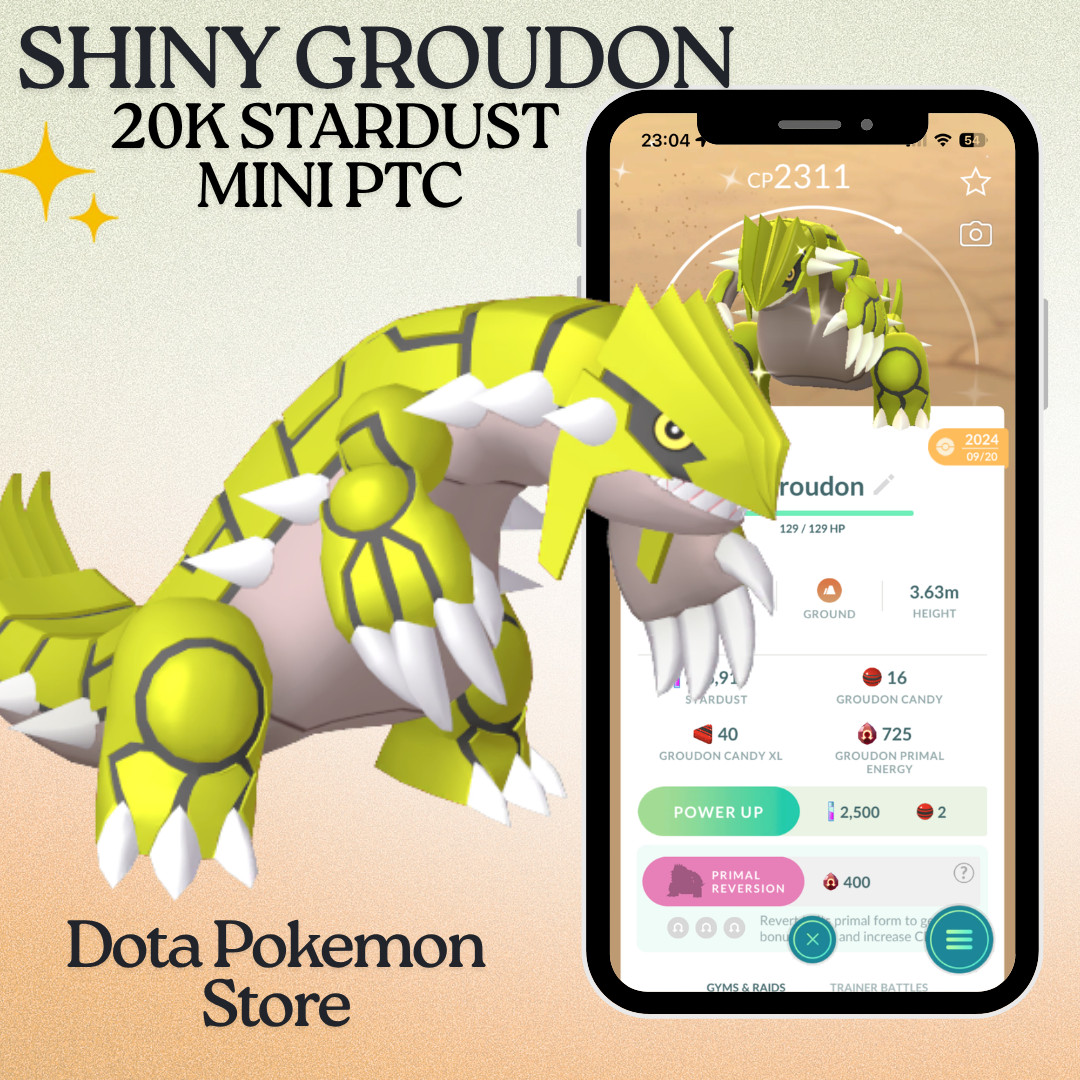 Pokémon PTC Go Shiny Groudon 20k Stardust PTC | Lucky Trinkets Optional