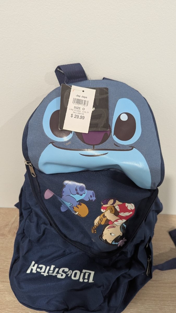Disney Lilo & Stitch Face Backpack Navy Blue Jay Jays New With Tags