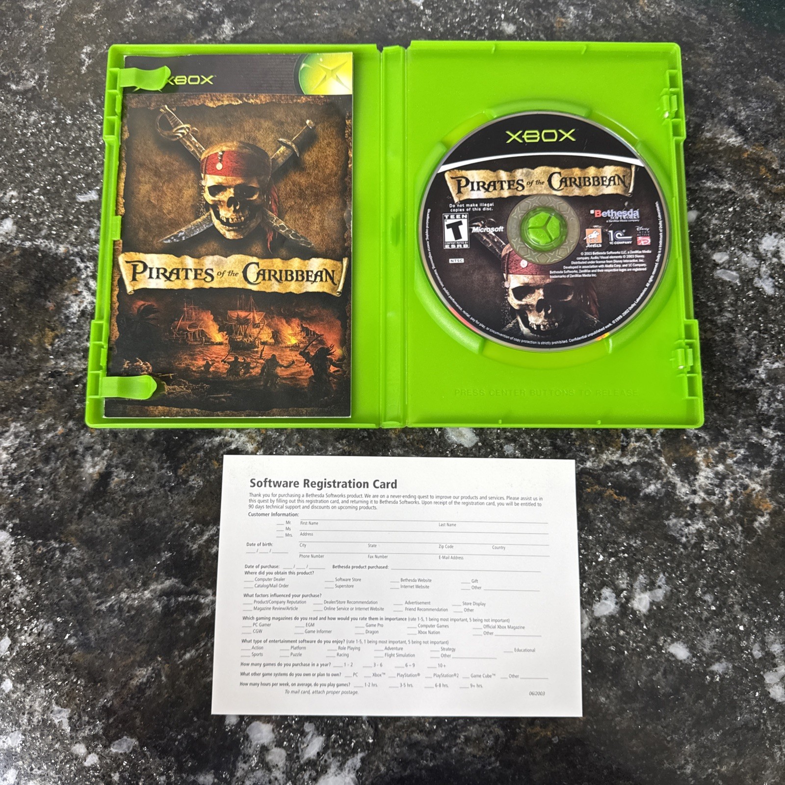 Pirates of the Caribbean (Xbox, 2003) Complete W/Manual/Reg Card Tested CIB
