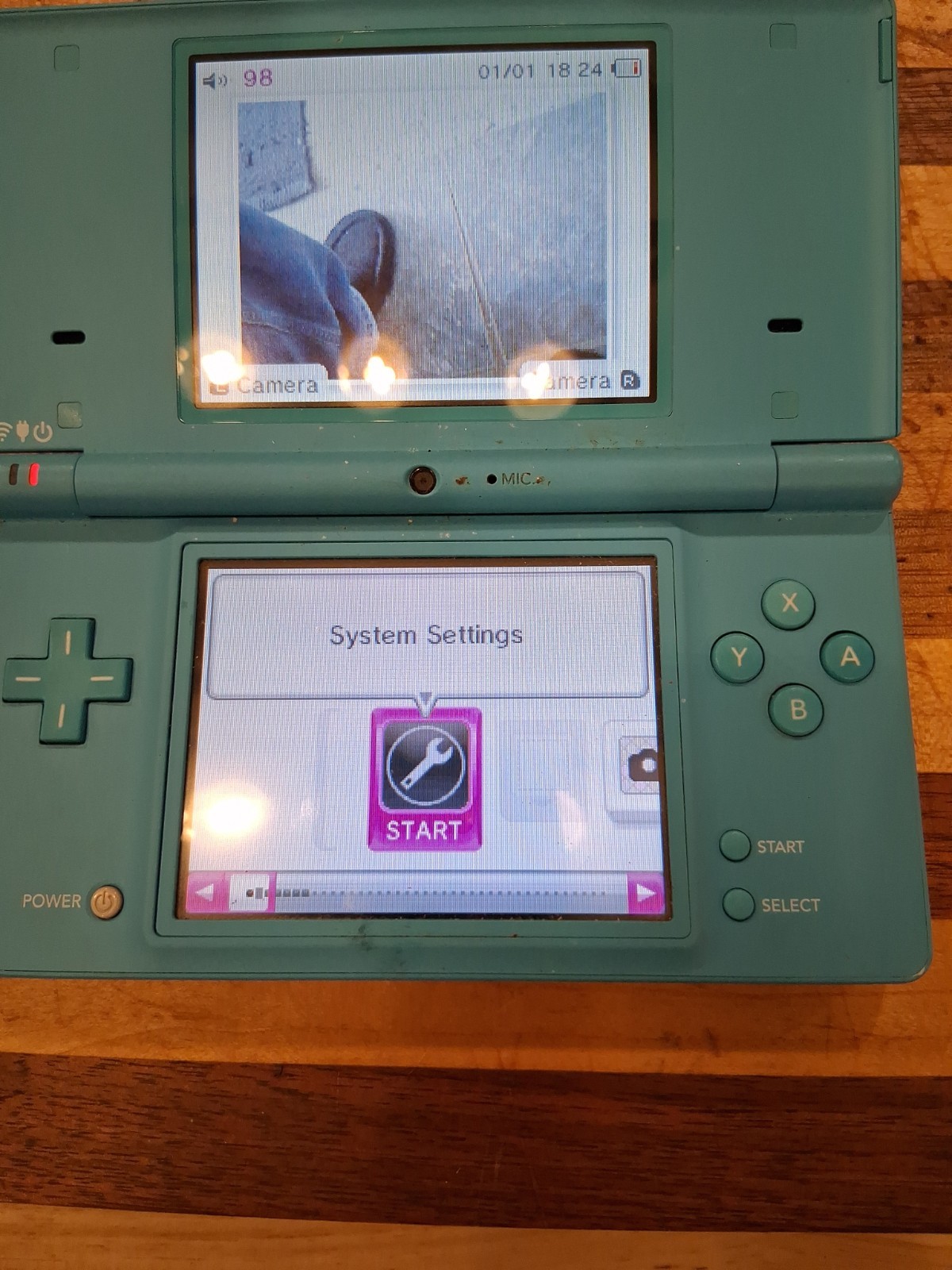 Nintendo DSi TWL-001 Teal Blue SD Card No Stylus No Games Tested Works *look*