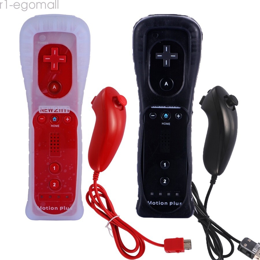 Built in Motion Plus Remote Controller& Nunchuck For Nintendo Wii Wii U+Strap US