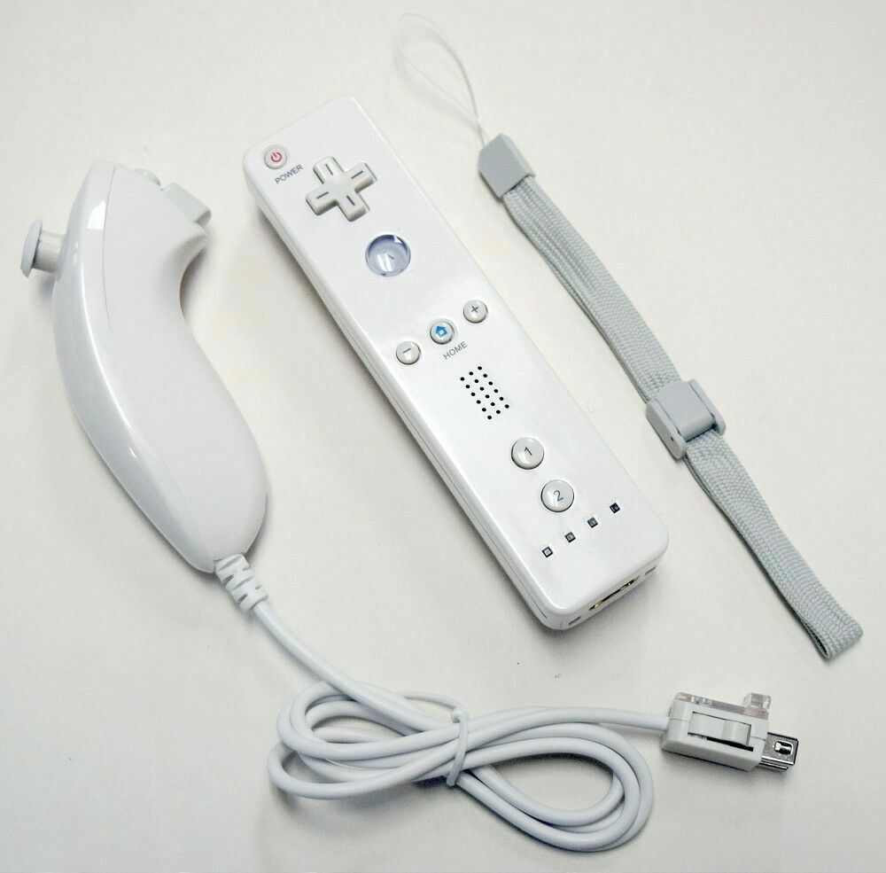 NEW Remote & Nunchuk Controller Set WHITE for Nintendo Wii & Wii U motion gaming