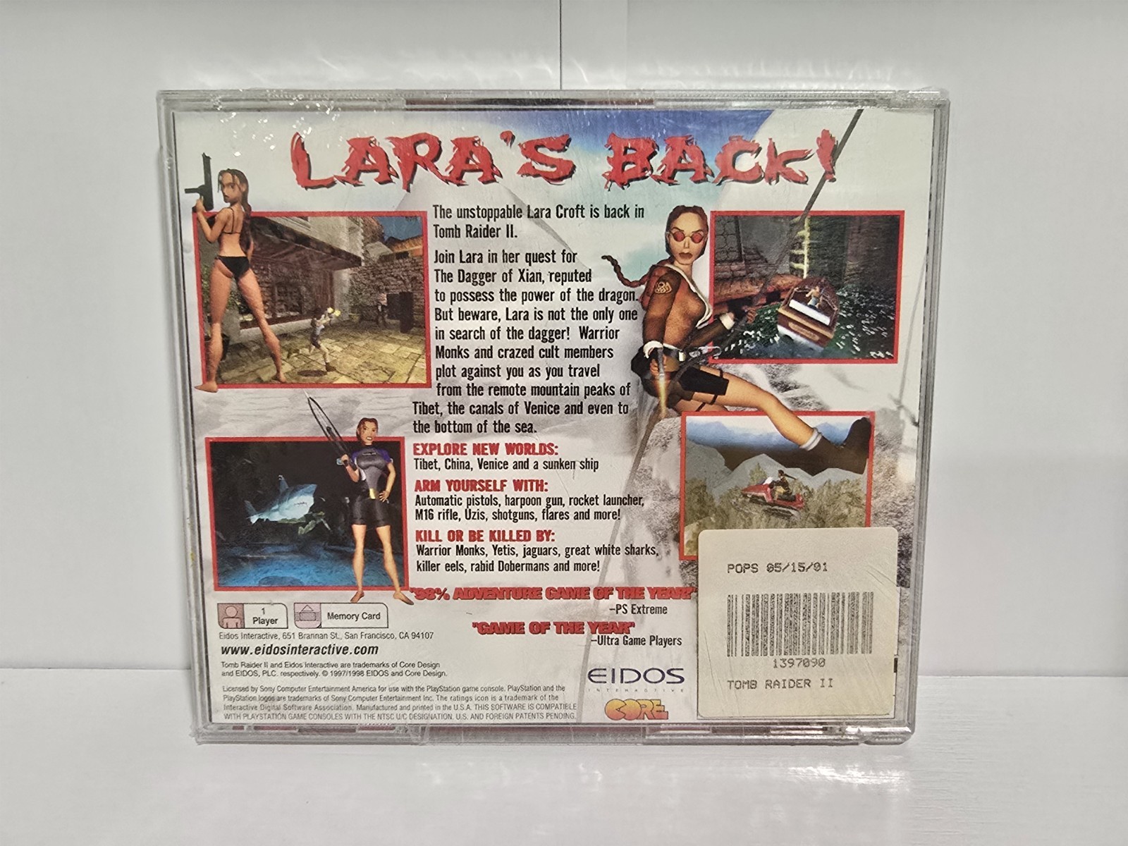 Tomb Raider 2 II Playstation 1 Black Label PS1 (VERY RARE, BRAND NEW SEALED)