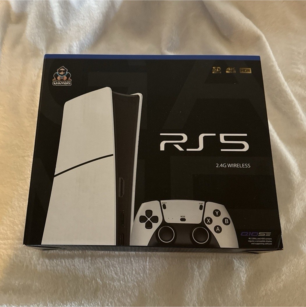 GAMBR RS5 2.4G Wireless Video Game Console 4K UHD 3D Audio White/Black