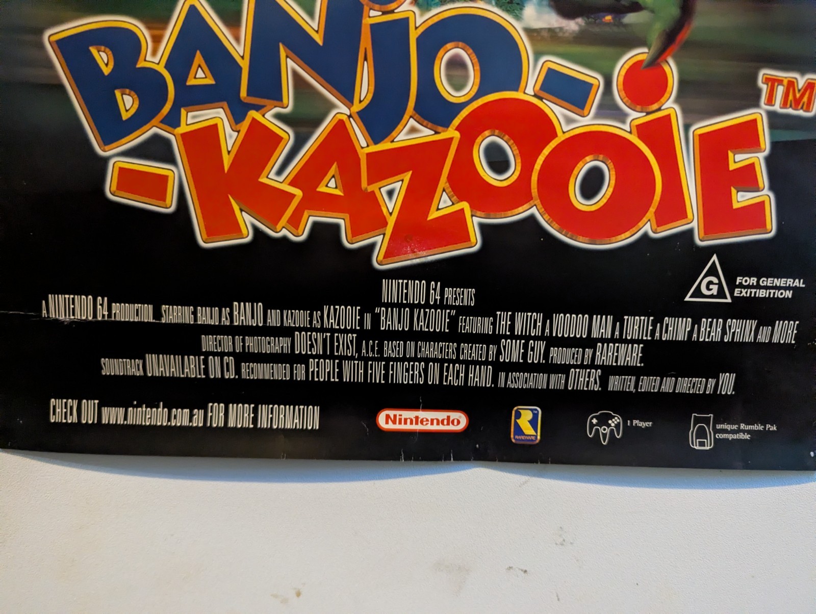 N64 Banjo Kazooie Promo Poster Nintendo 64 Store Display Promo Sign Rare