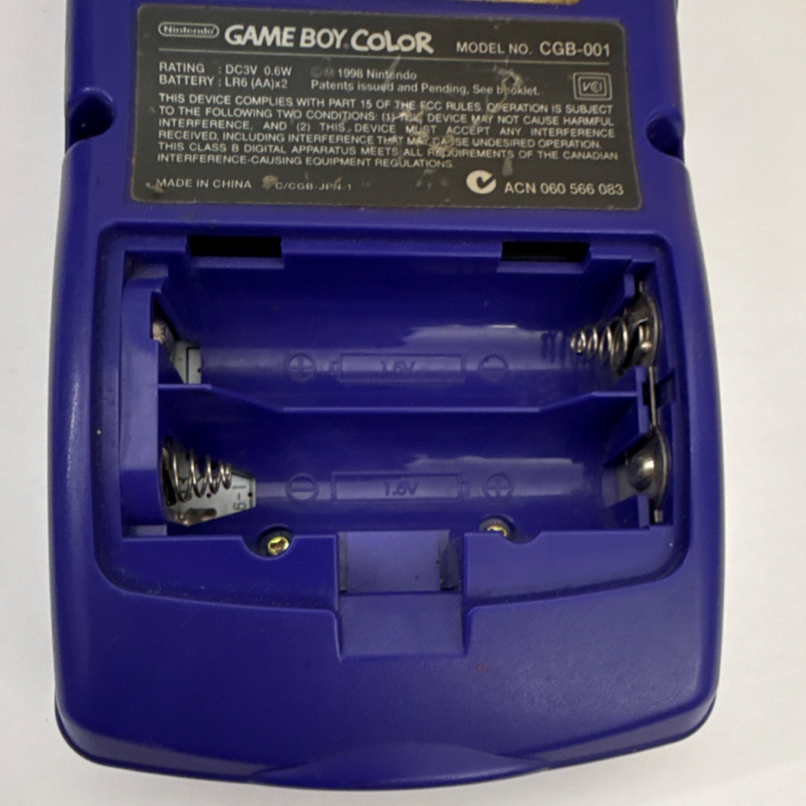 Nintendo Game Boy Color CGB-001 Purple Handheld System Battery Powered