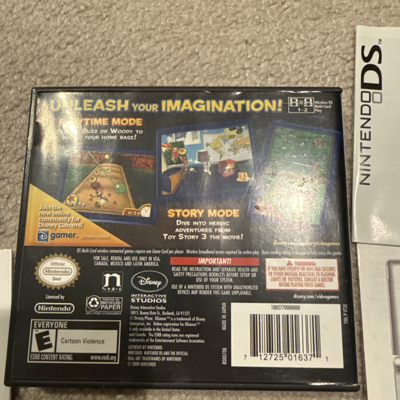 Toy Story 3 for Nintendo DS CIB w/MANUAL/POSTER/collectable 3D Card – Tested