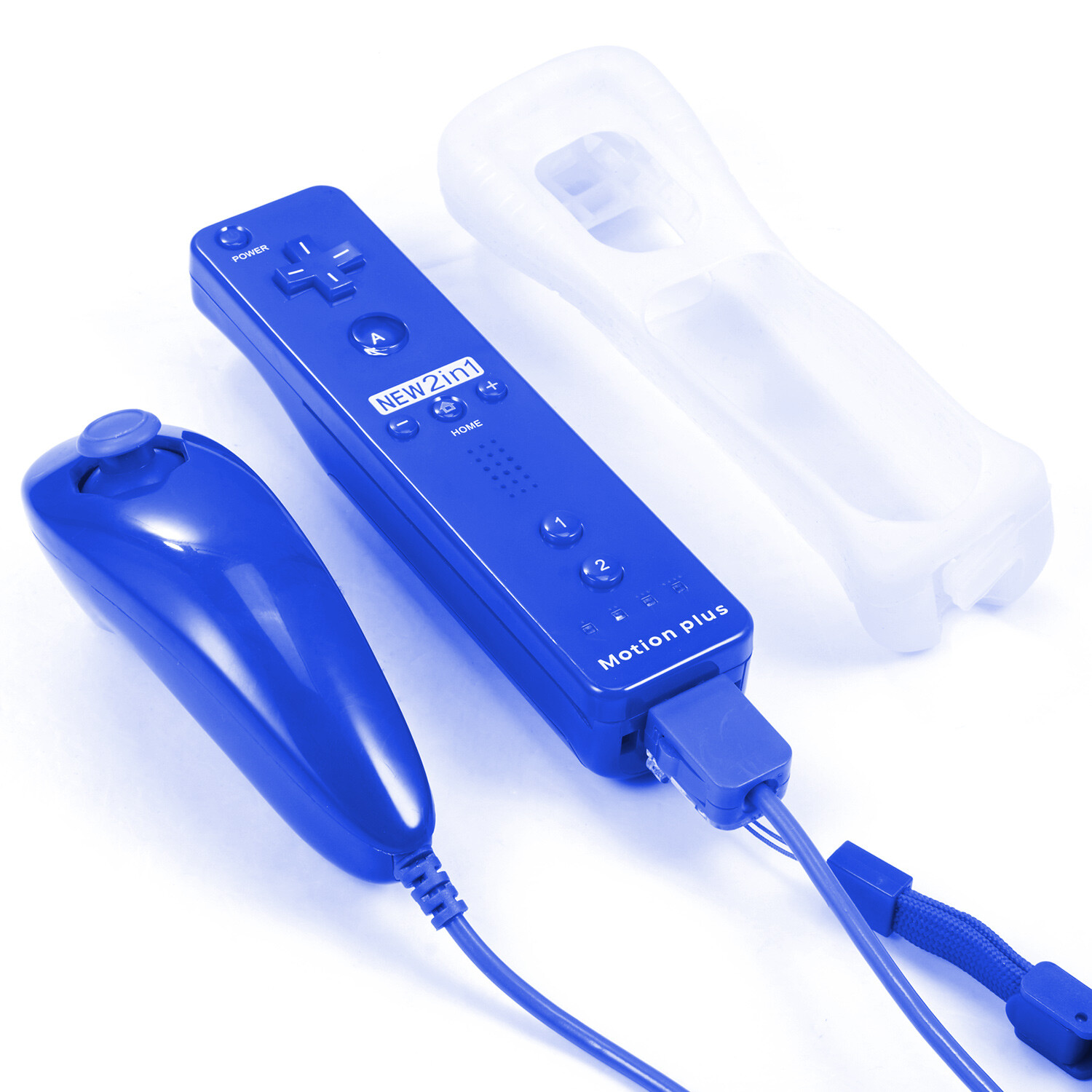 1&2 Pack Blue Wiimote Built-in Vibration Motion Plus Remote Controller /Nunchuck