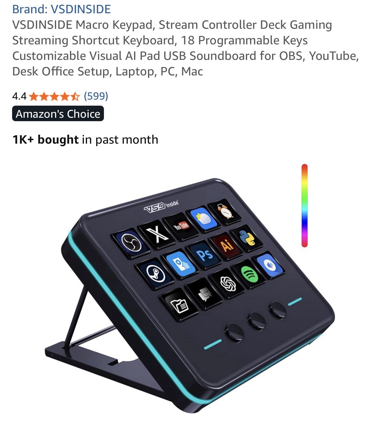 VSDINSIDE Macro Keypad, Stream Controller Deck Gaming Streaming Shortcut