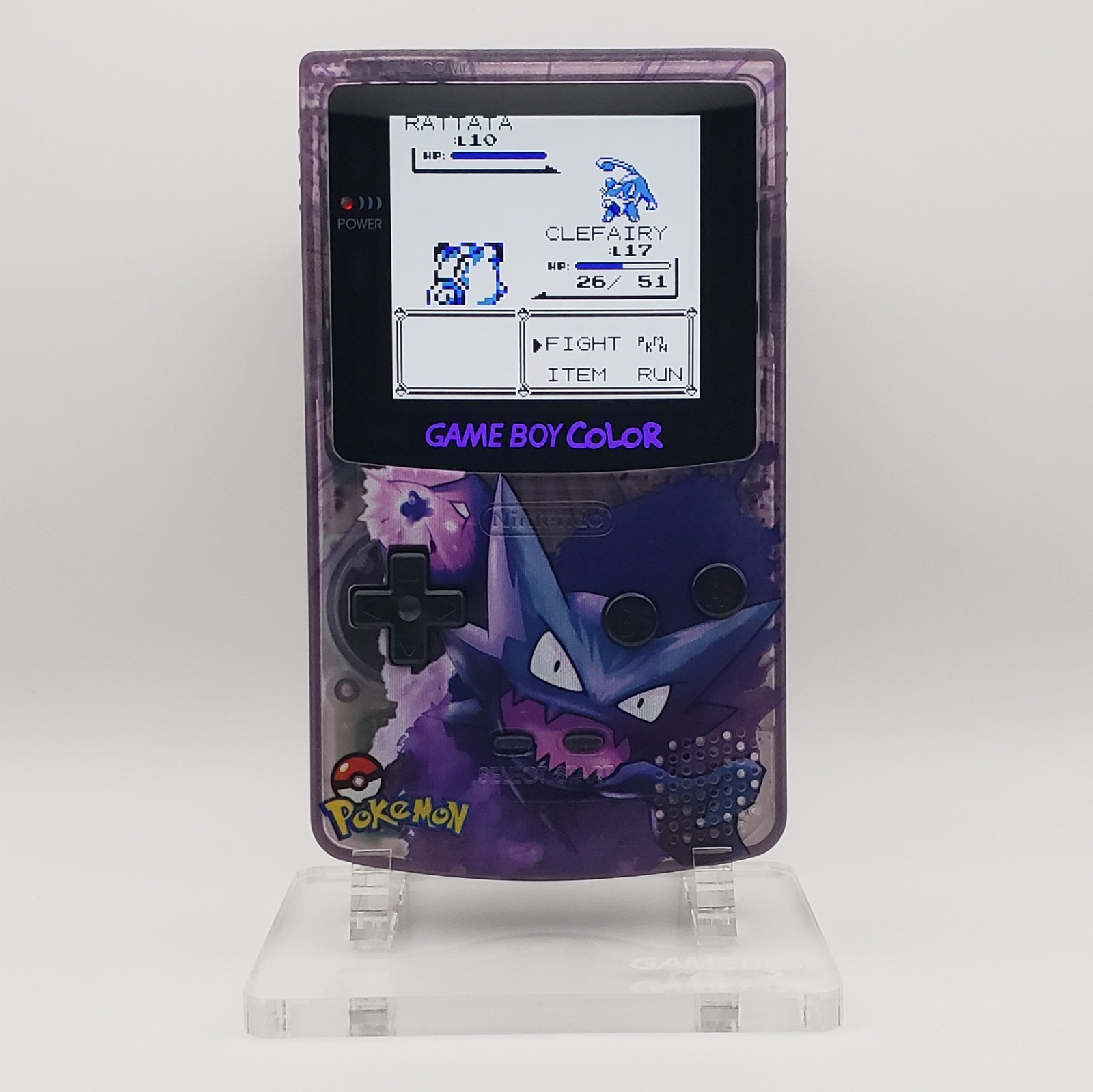 Custom Gameboy Color IPS Screen w/ Case – GBC Pokemon Haunter Console System