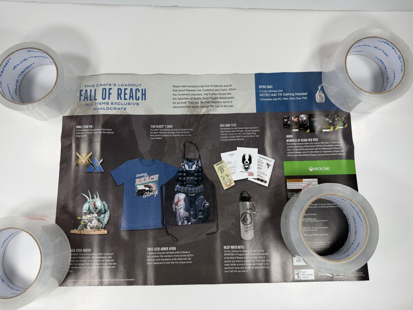 Halo Legendary Loot Crate FALL OF REACH Icon Hunter 100% Complete Shirt Size L