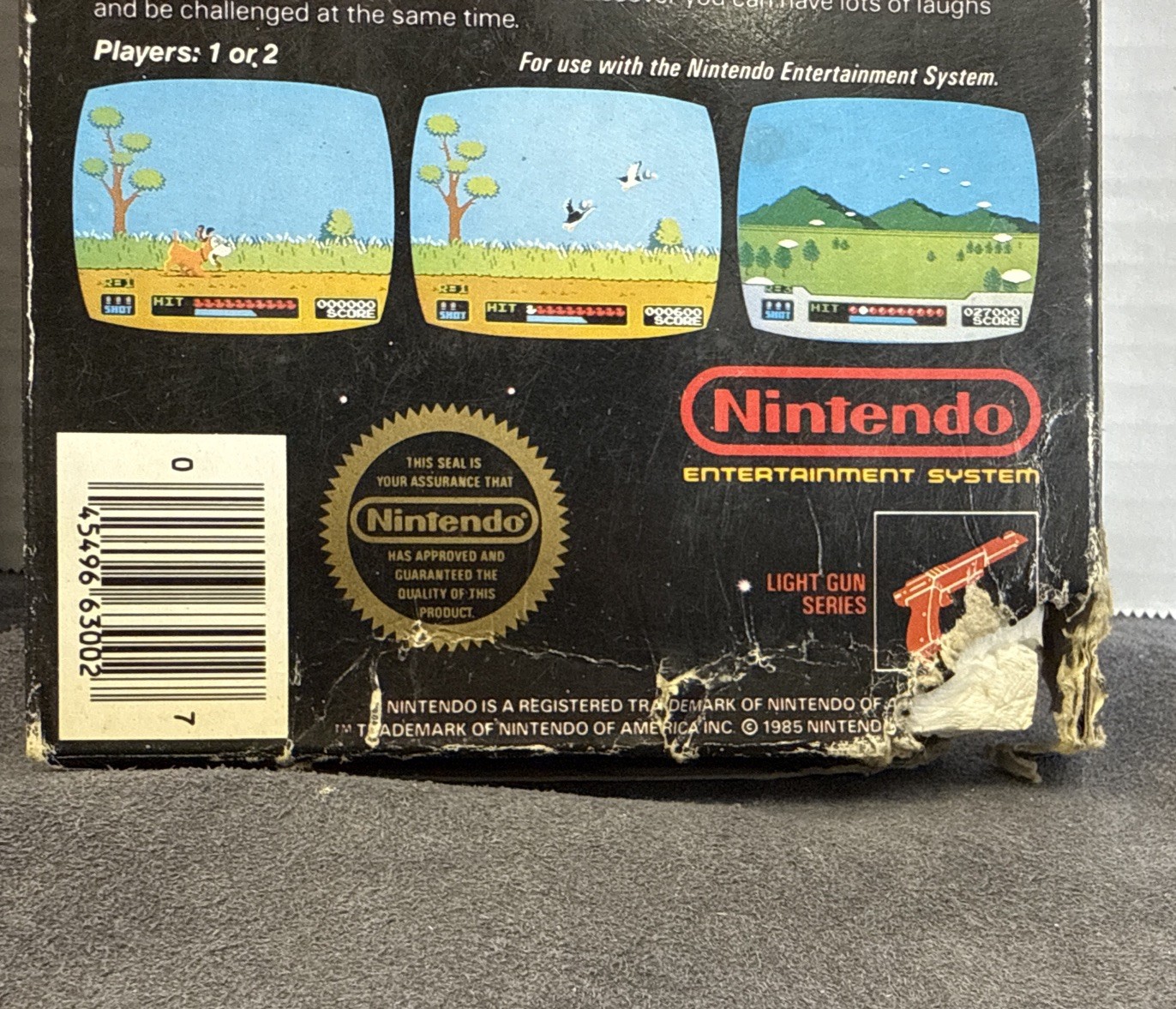 Duck Hunt (Nintendo NES, 1985) IN BOX (MISSING MANUAL) W/ Gray Zapper