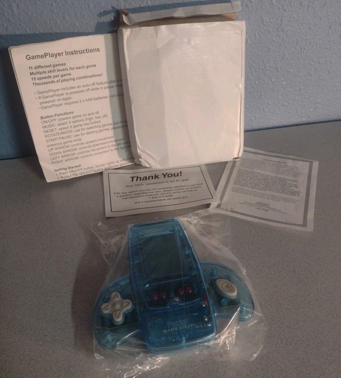 11 Game “Clear Blue Pocket Game Player Vintage Electronic Handheld Game.