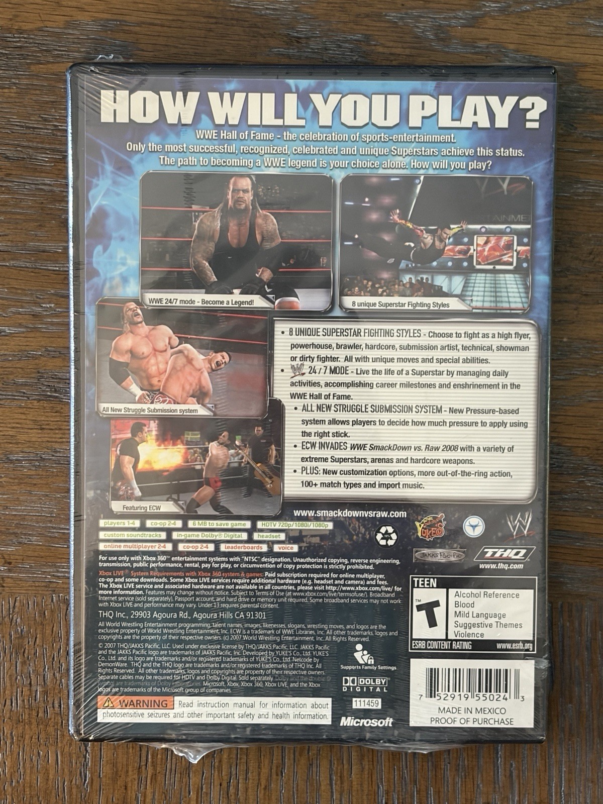 WWE Smackdown Vs. Raw 2008 (Xbox 360) Unopened See Notes!