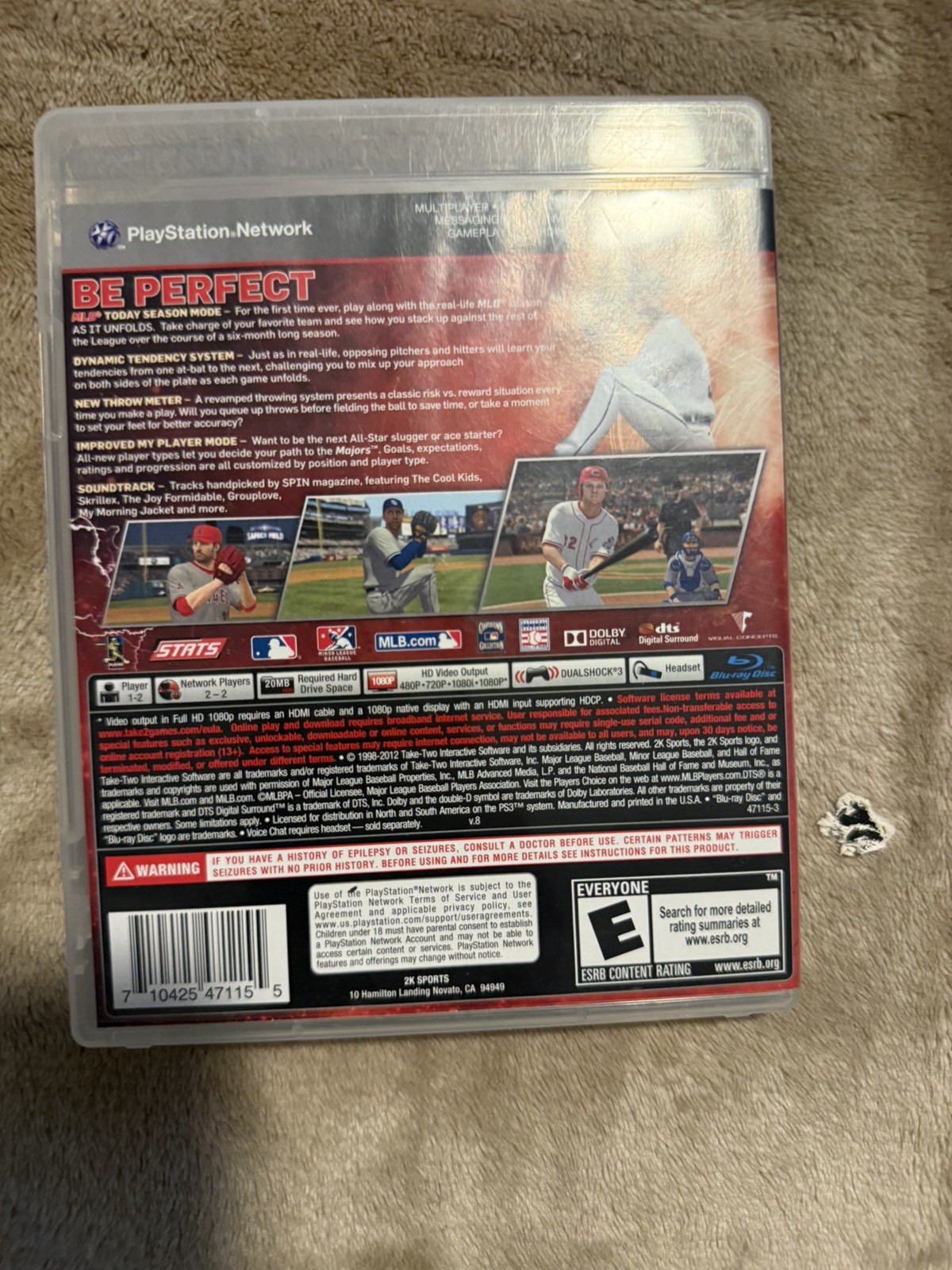 Mlb 2k12 PS3 Playstation 3- Game & Case