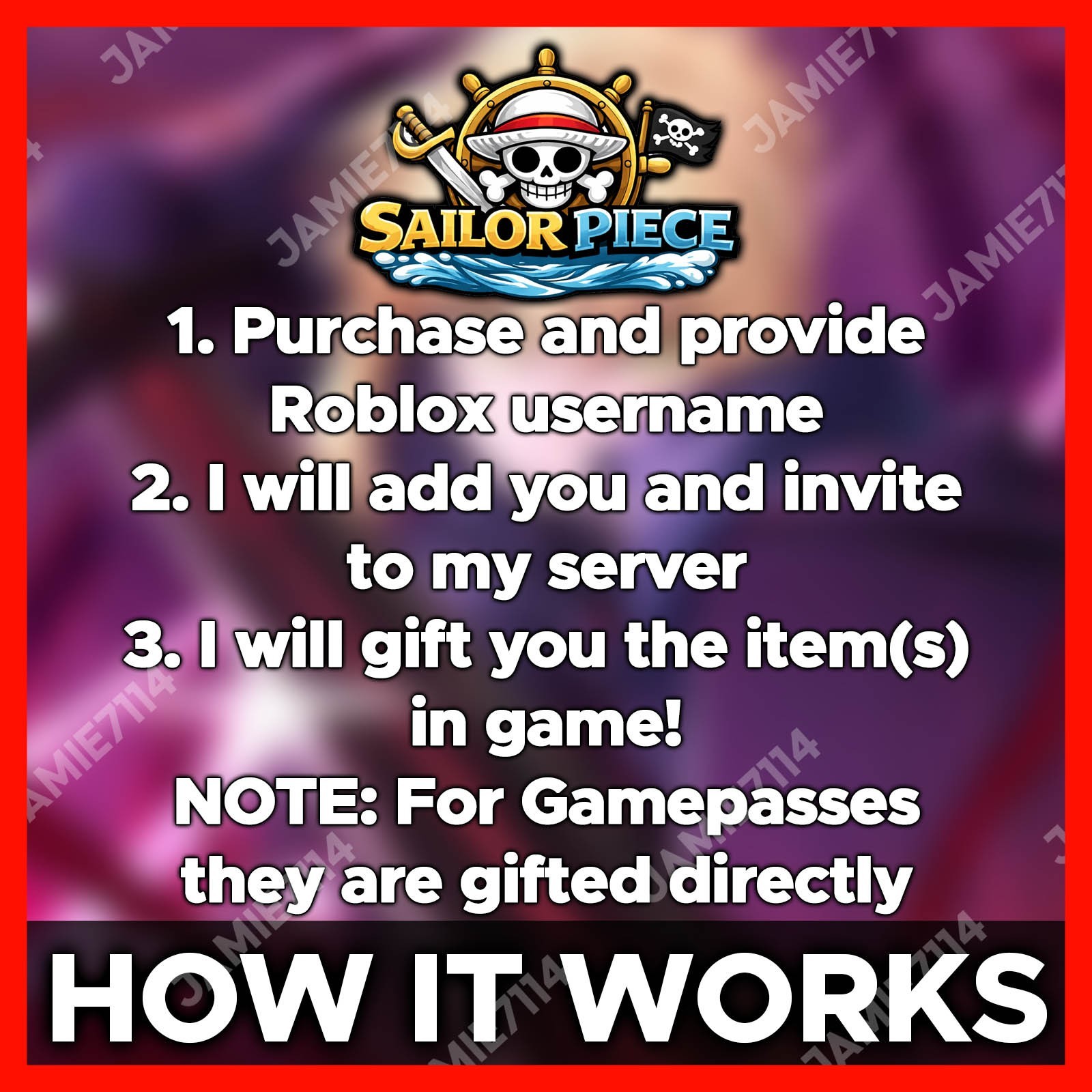 SAILOR PIECE ⚔️ ALL ITEMS & GAMEPASS‼️CHEAP & FAST SERVICE ‼️