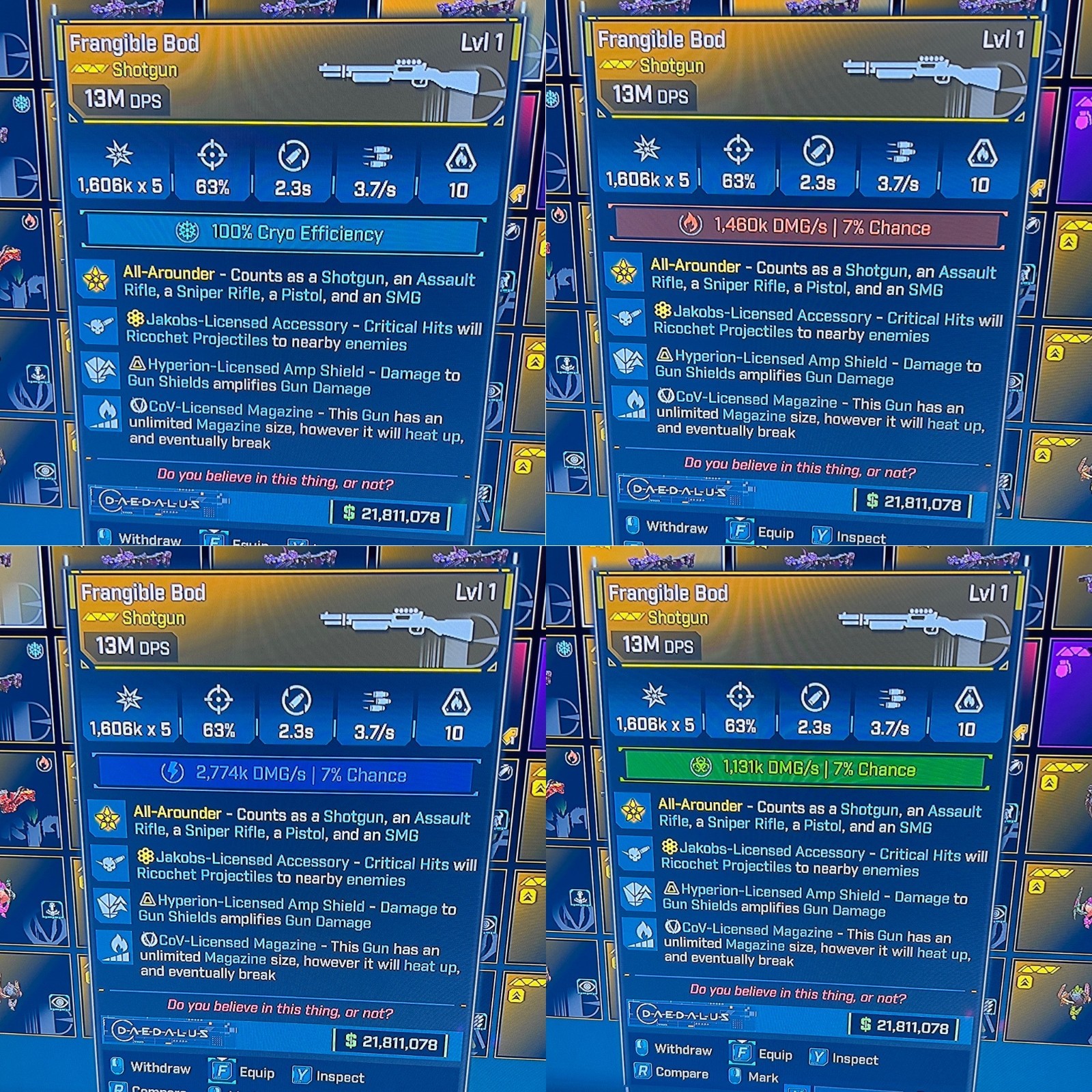 Borderlands 4✨ MODDED LEVEL 1 ONE 13M DPS 4-PACK BOD SHOTGUN BL4 ✅PC-PS-XBOX✨