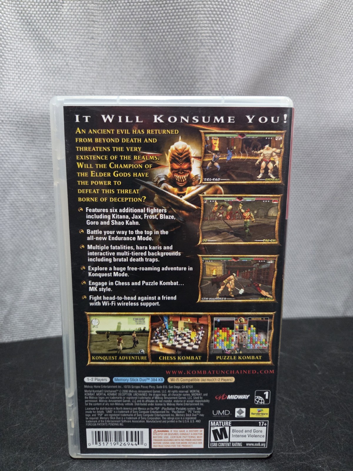 Mortal Kombat: Unchained (Sony PSP PlayStation Portable, 2006) CIB Complete