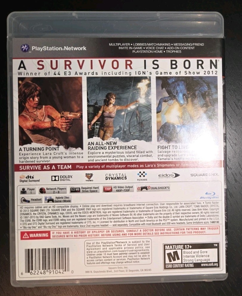 Tomb Raider PlayStation 3 PS3 Complete in Box CIB Tested & Working