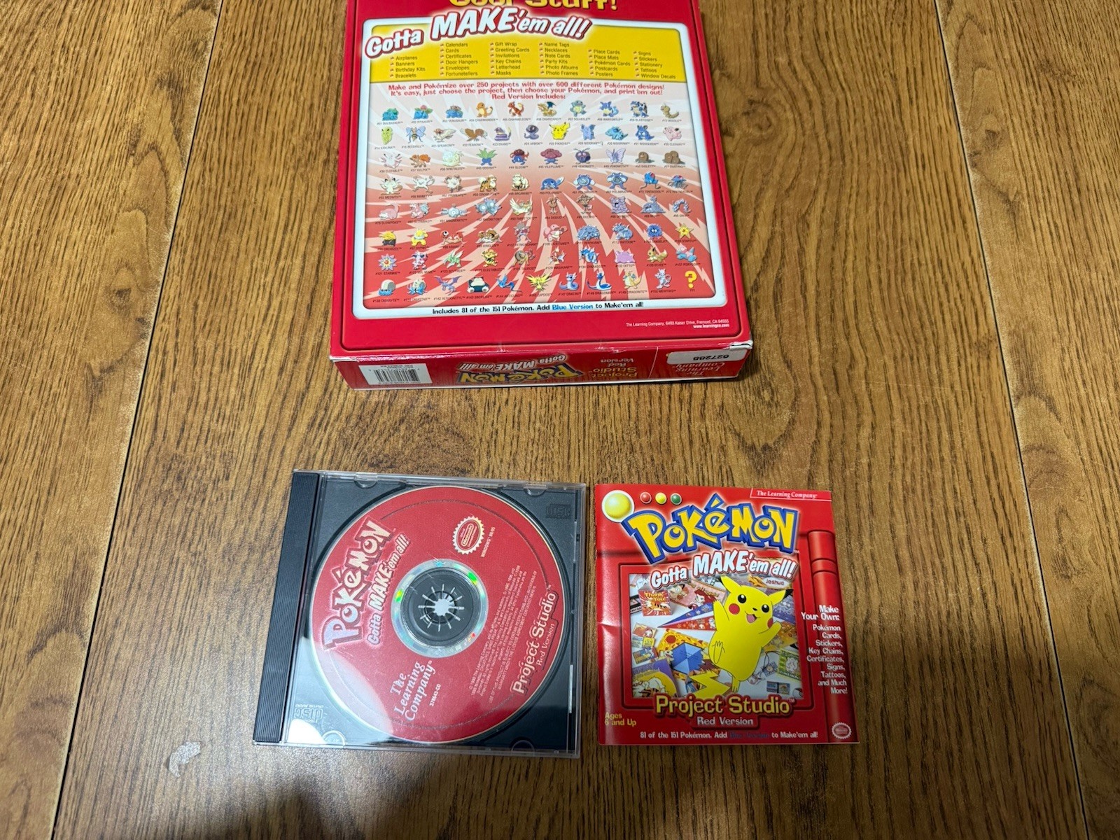 Pokémon: Project Studio: Red Version PC 1999 open box Learning Company Pikachu
