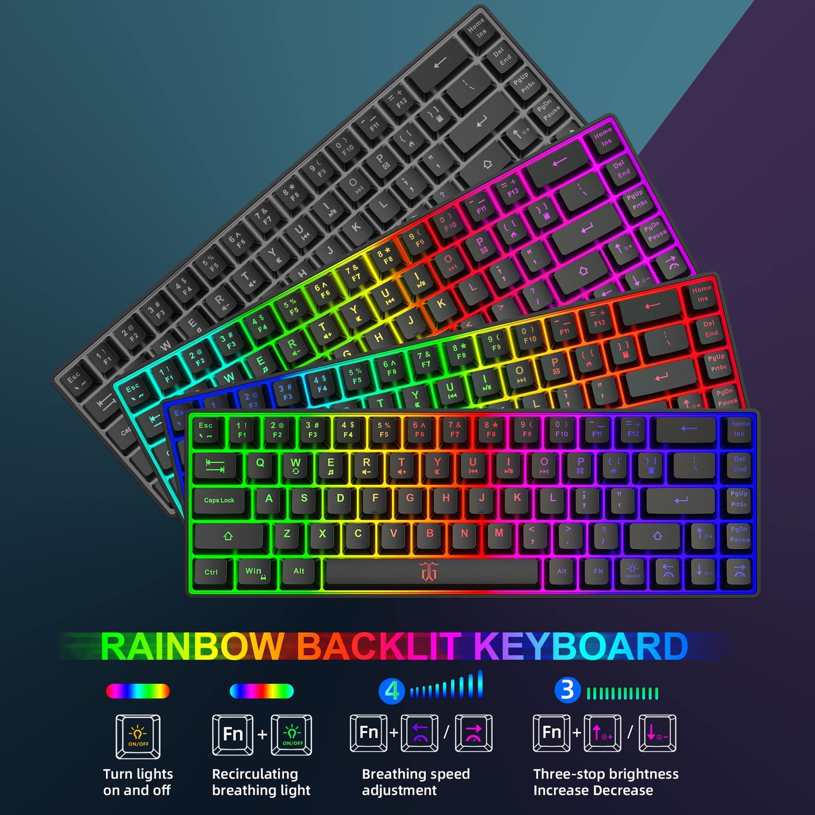 Snpurdiri 60% Wireless Gaming Keyboard and Mouse Combo,LED Backlit Rechargeab…