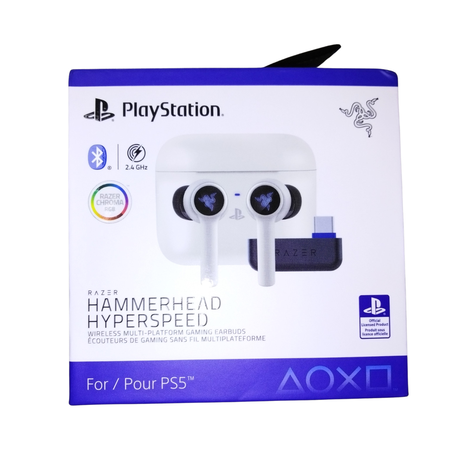 Razer Hammerhead True Wireless Bluetooth Gaming Earbuds, Mercury White