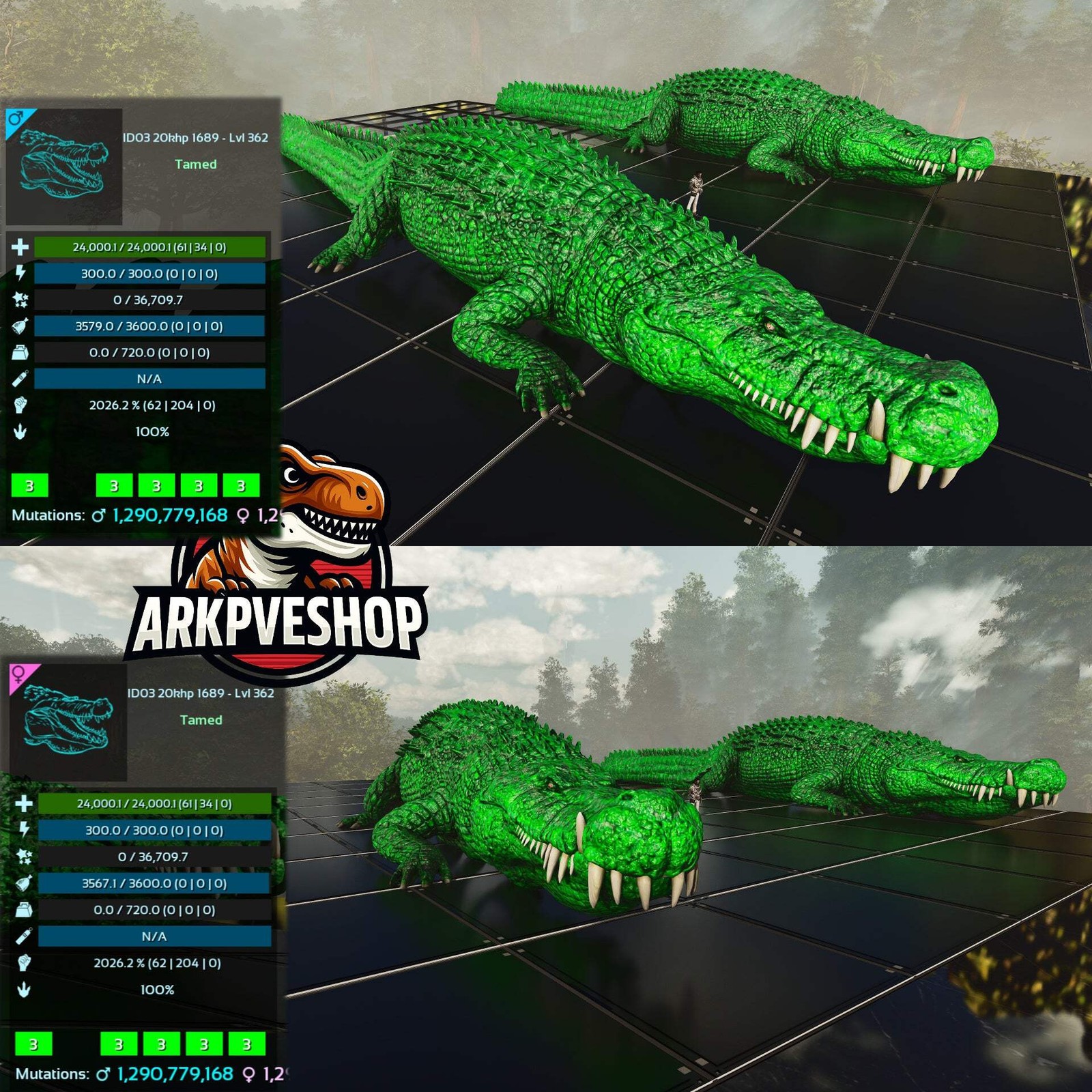 ASA PVE 🦖ARK Survival Ascended Deinosuchus Deino 2026m or 2428m Red Variant