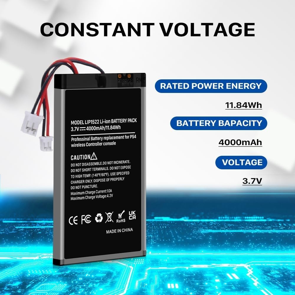 2 Pack 4000mAh PS4 Controller Battery Replacement for DualShock 4 All Models