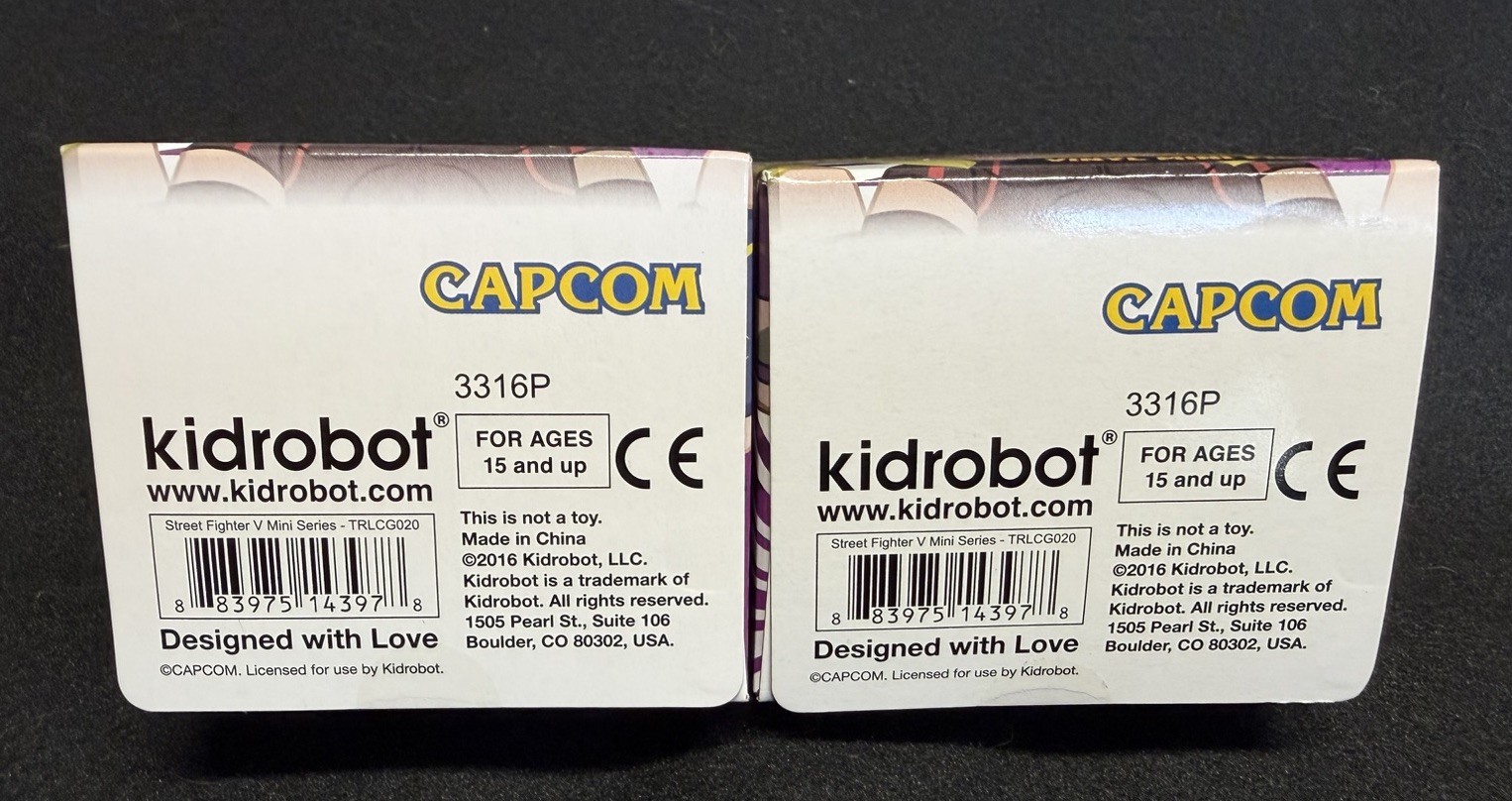 Lot of 2 Kidrobot Street Fighter V Capcom vinyl mini figures Necalli & Zangief