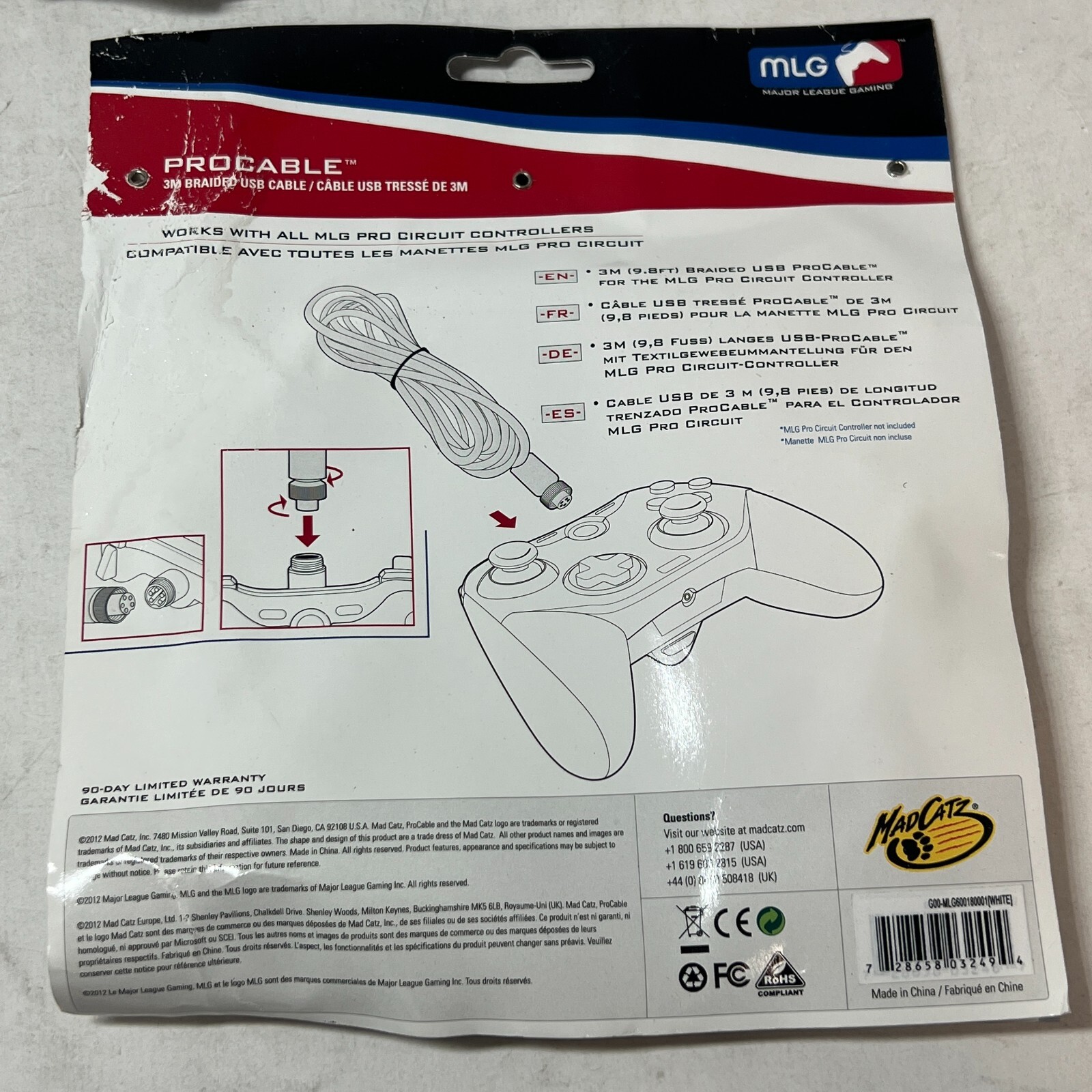 Mad Catz MLG USB ProCable for TE2 TE2+ Arcade Fightstick V Controllers 3m/10 ft.