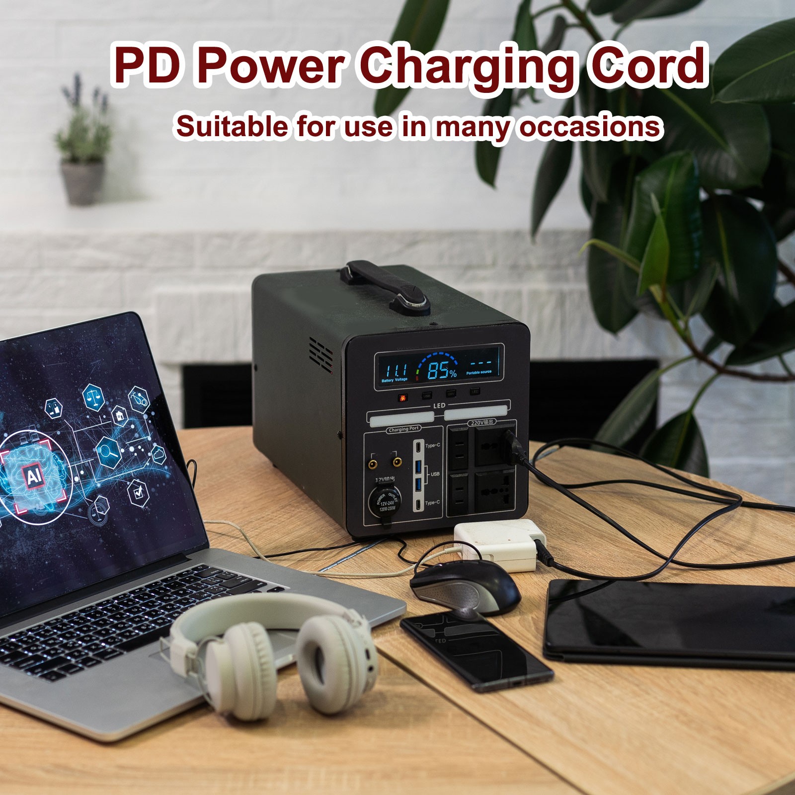 16FT USB C to DC Power Fast Charging Cable 100W,5.5mmx2.1mm /20V 5A (Grey)